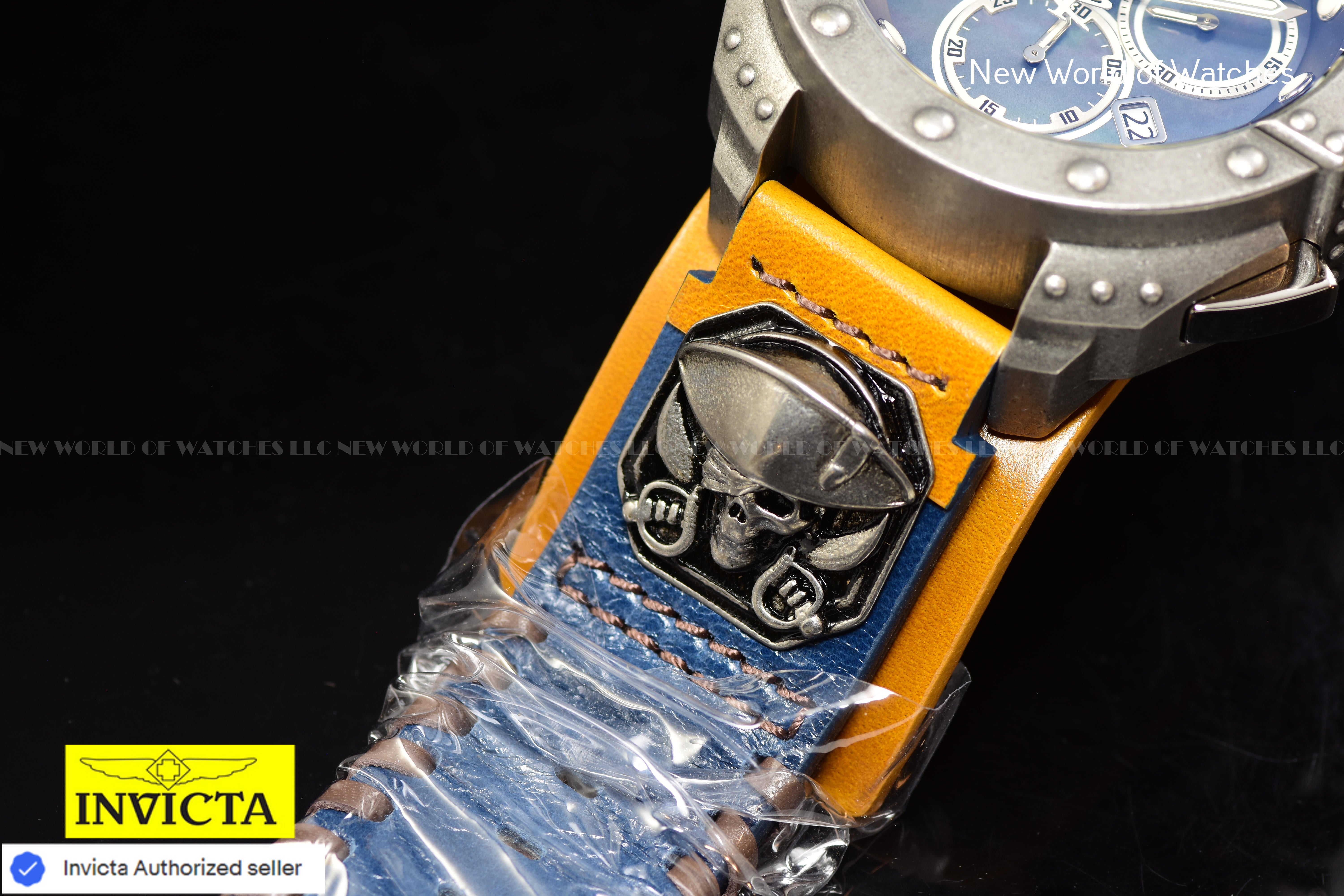 RARE Invicta Men's Reserve AKULA 52mm PIRATE SKULL Swiss MOP Chronograph Watch