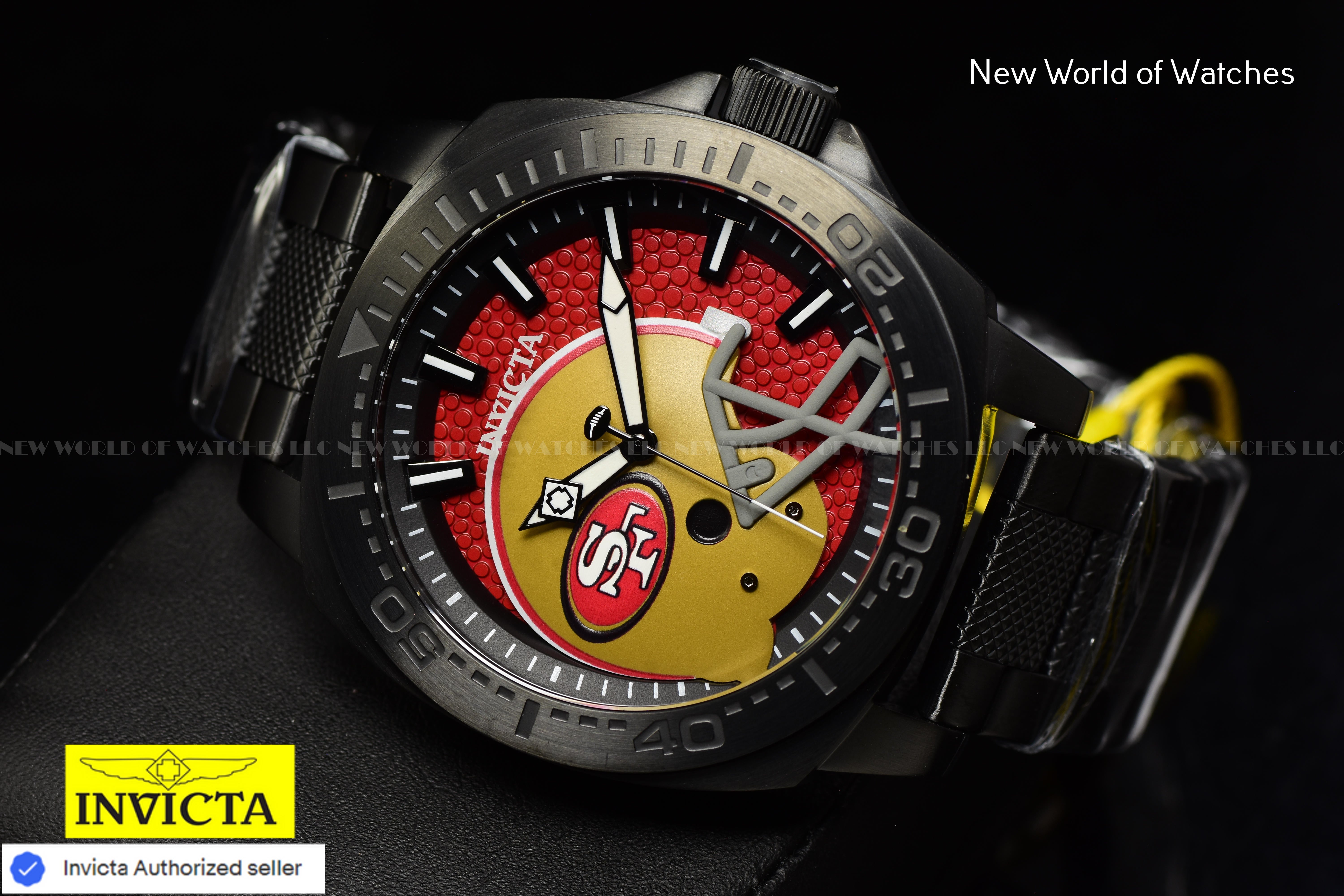 Invicta Men's NFL San Francisco 49ers  46mm Red Dial Black Band Quartz Watch