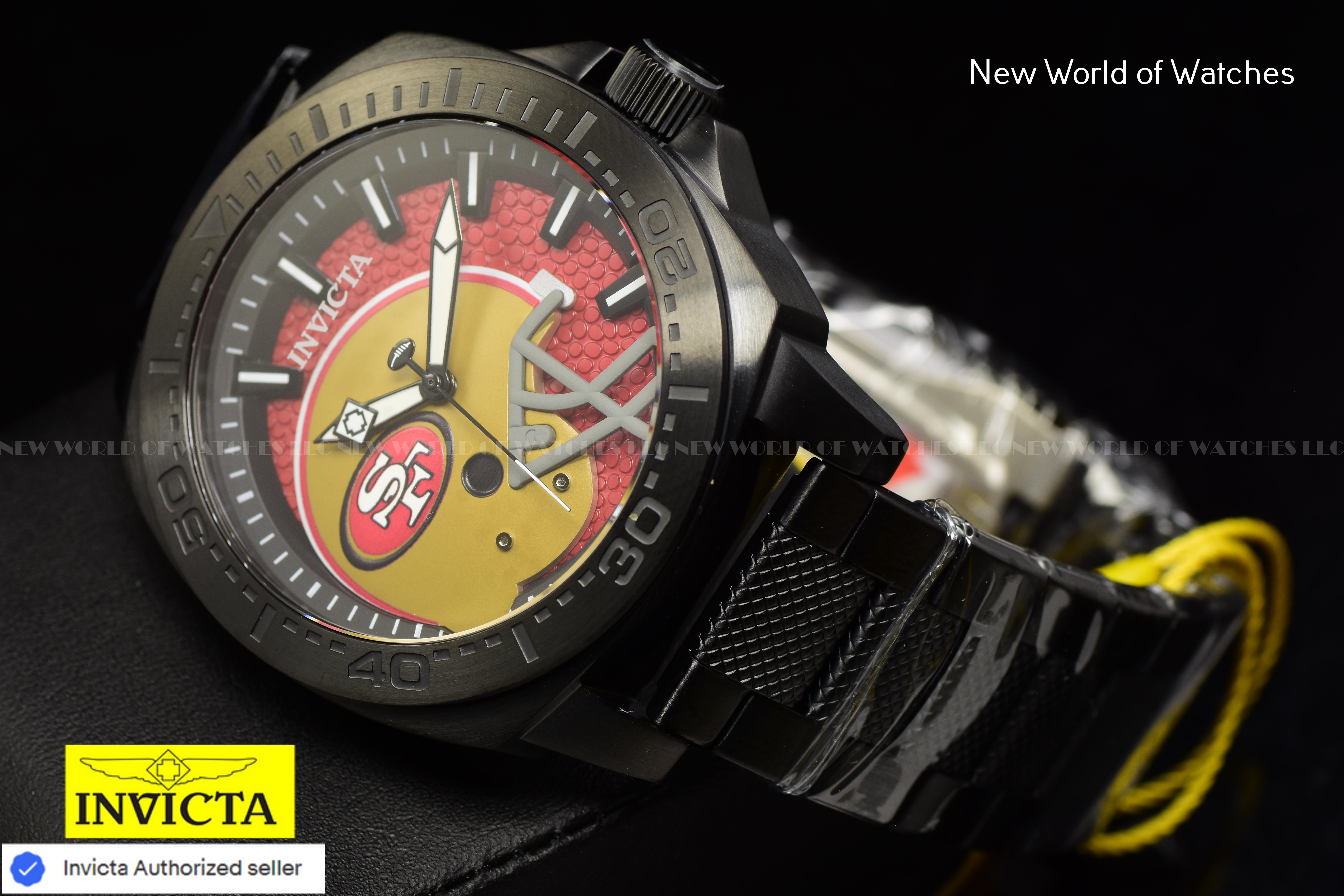 Invicta Men's NFL San Francisco 49ers  46mm Red Dial Black Band Quartz Watch