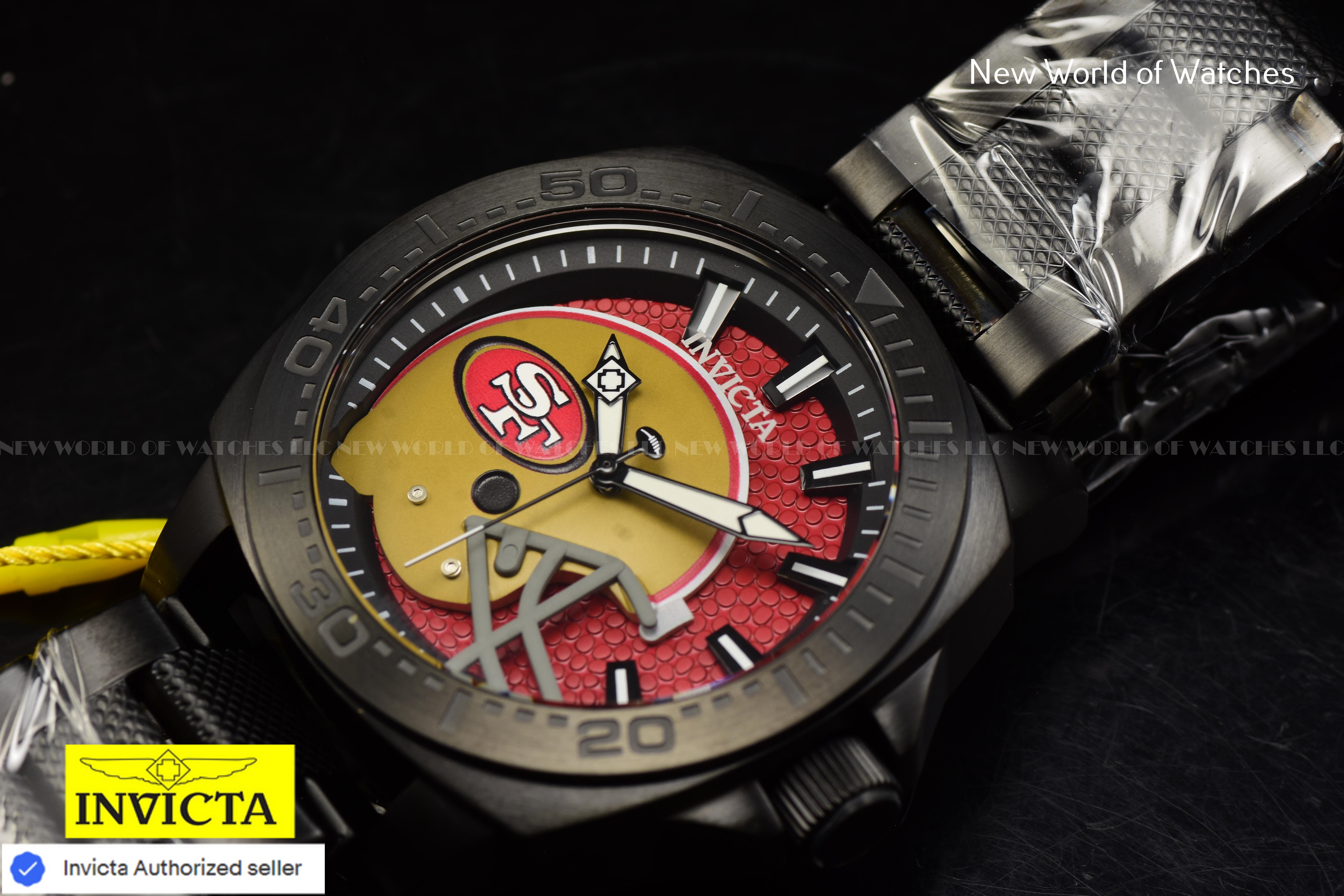Invicta Men's NFL San Francisco 49ers  46mm Red Dial Black Band Quartz Watch