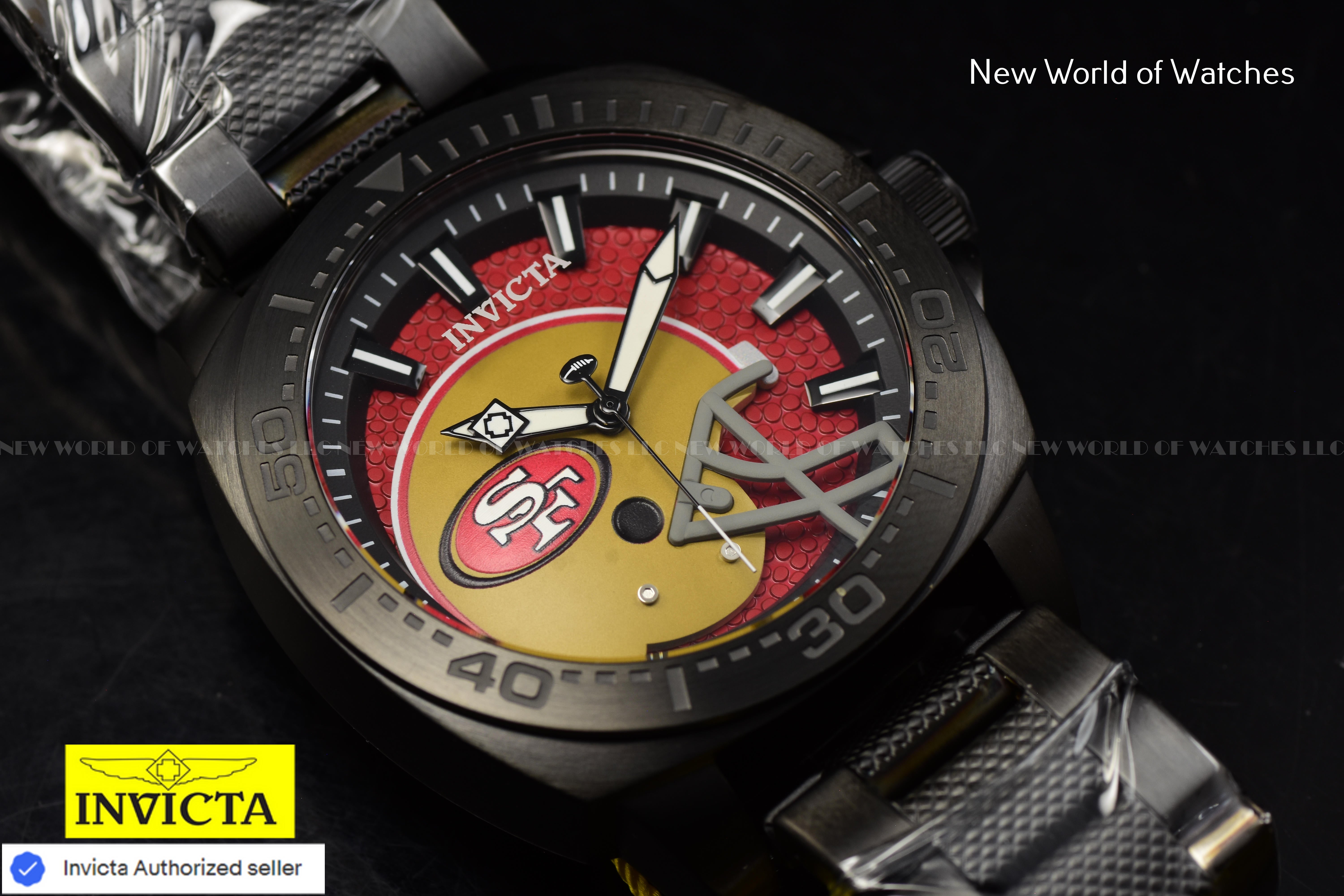Invicta Men's NFL San Francisco 49ers  46mm Red Dial Black Band Quartz Watch