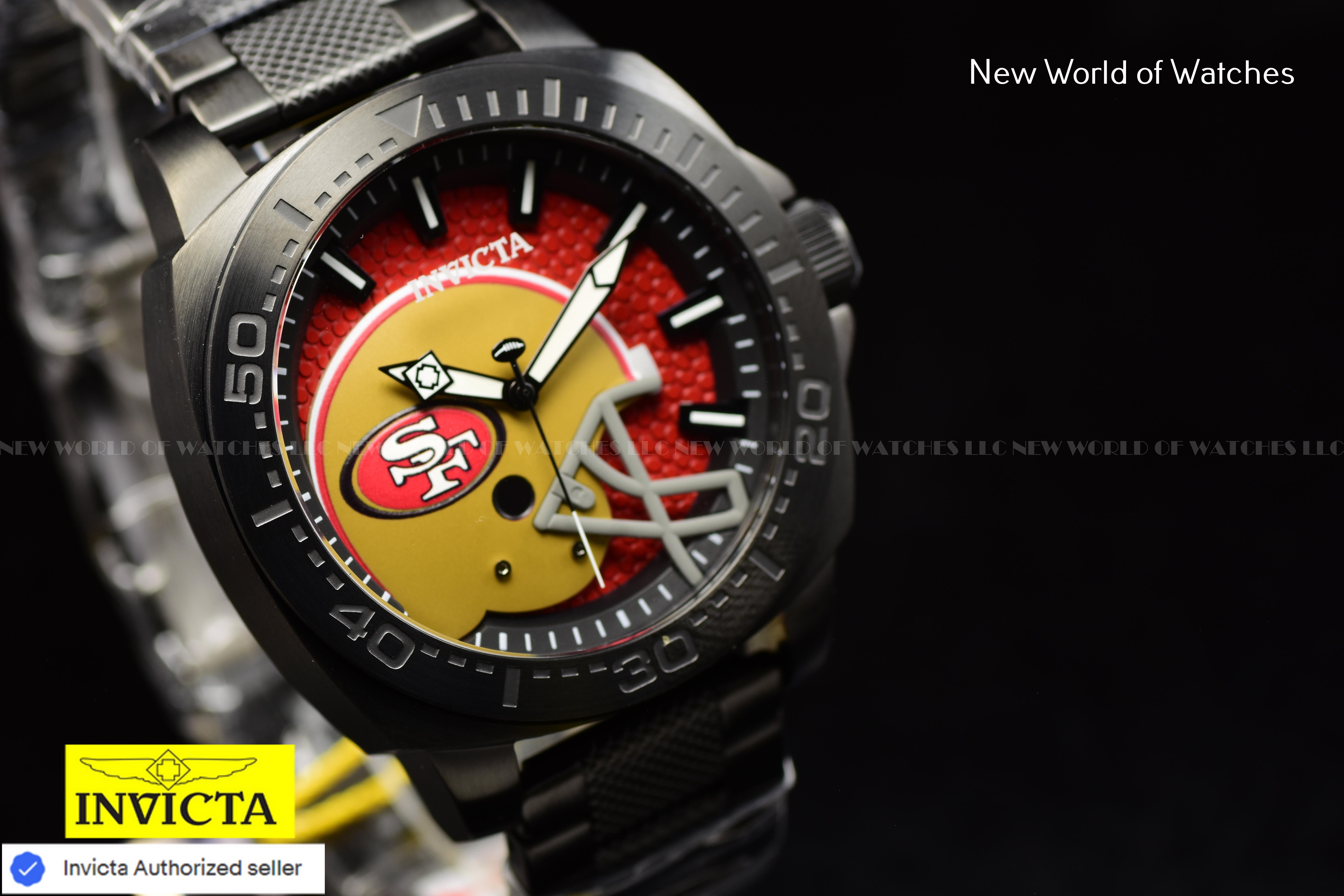 Invicta Men's NFL San Francisco 49ers  46mm Red Dial Black Band Quartz Watch
