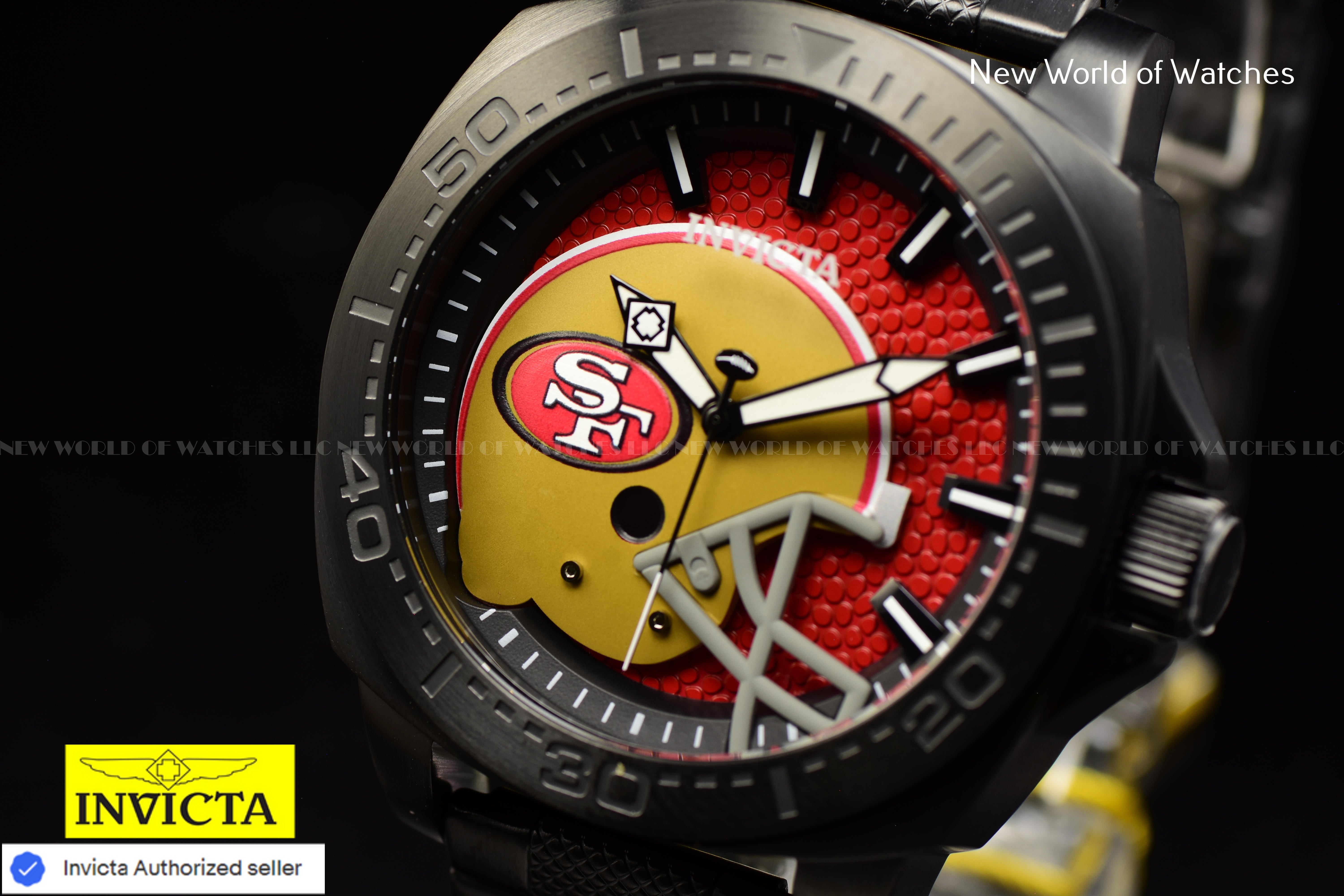 Invicta Men's NFL San Francisco 49ers  46mm Red Dial Black Band Quartz Watch