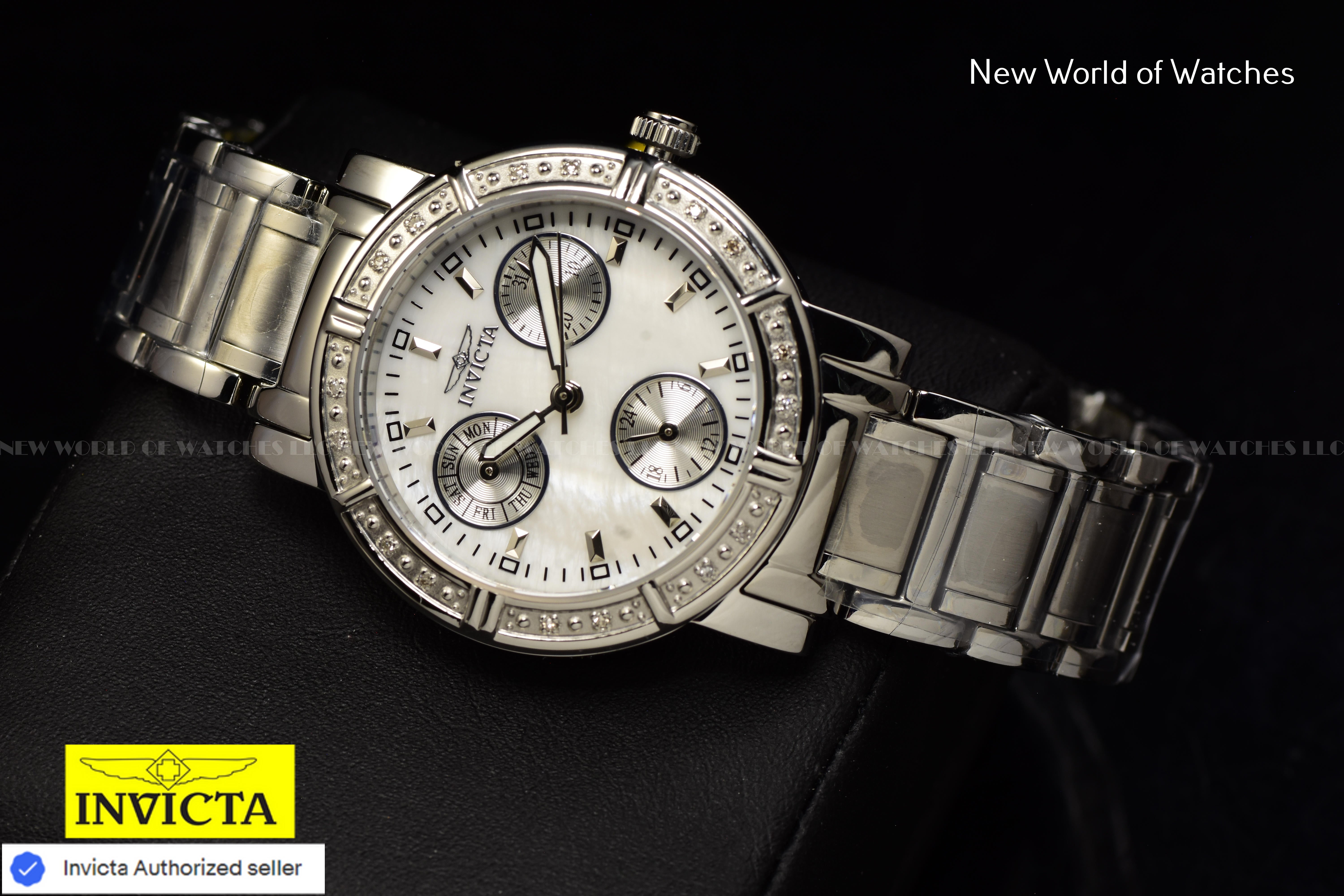Invicta Women WILDFLOWER 0.07 Carat Diamond MotherofPearl Dial Chronograph Watch