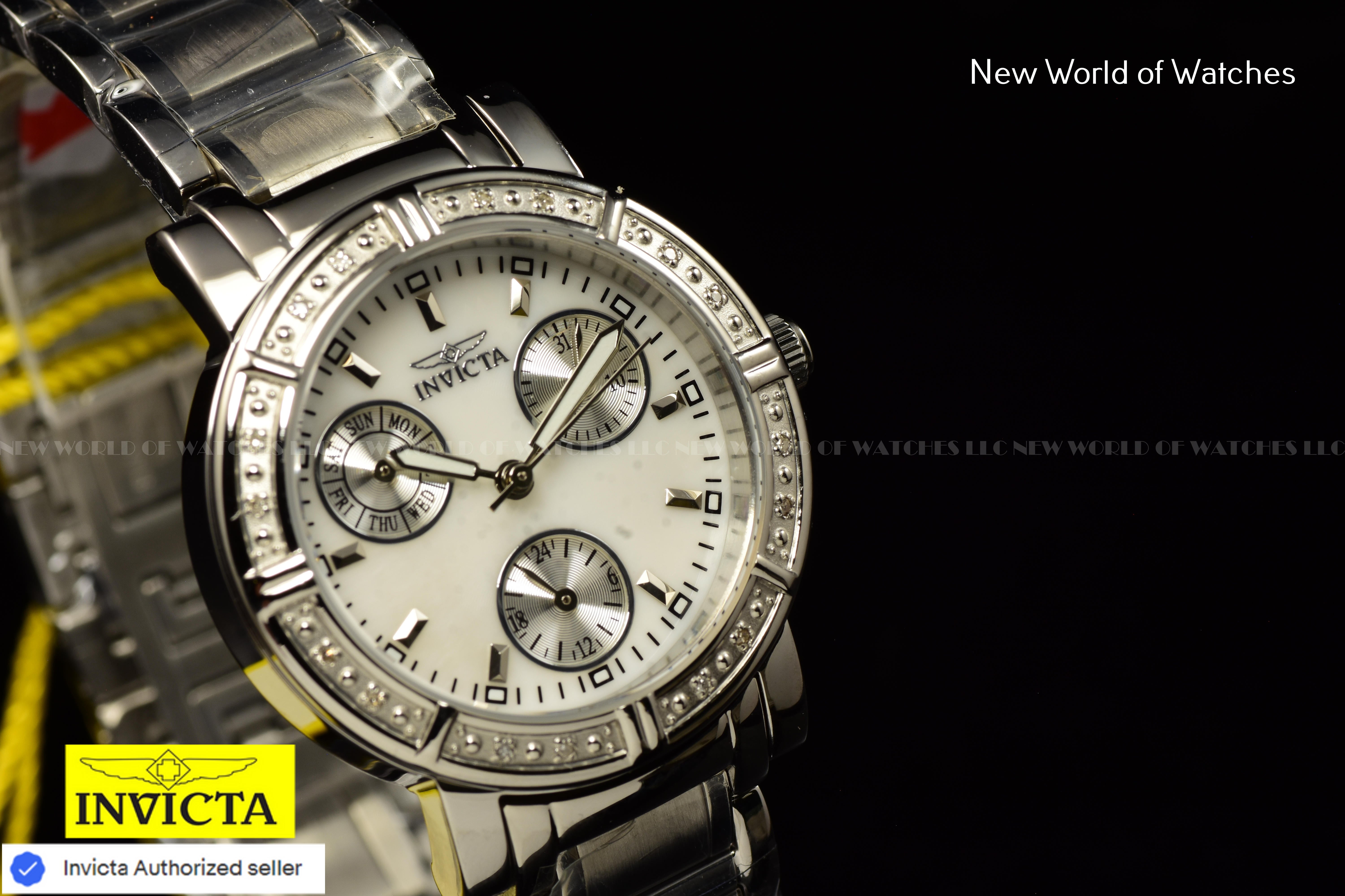 Invicta Women WILDFLOWER 0.07 Carat Diamond MotherofPearl Dial Chronograph Watch