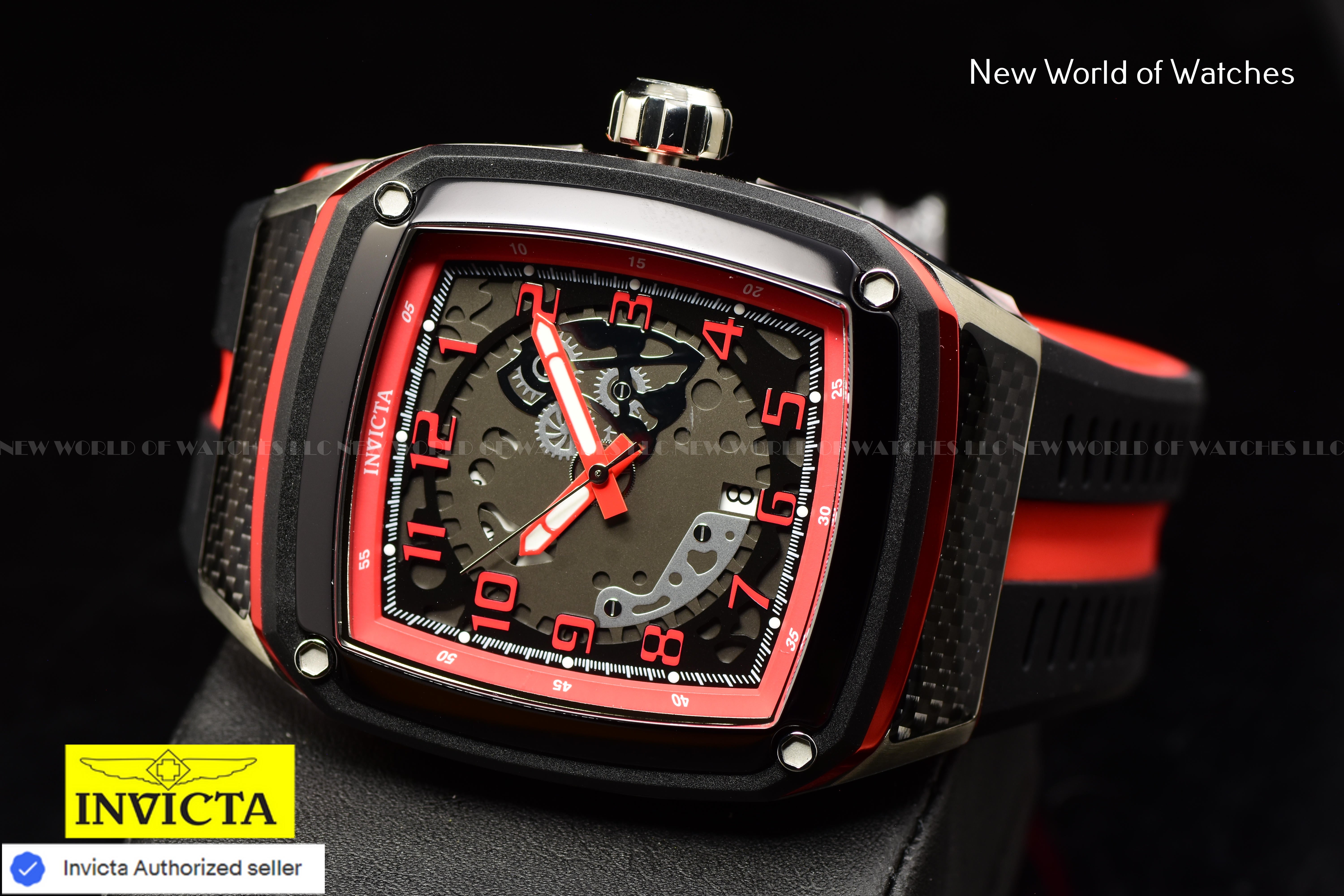 Invicta Men's Racing JM Limited Edition 46mm Gunmetal Dial Red/Black Quart Watch