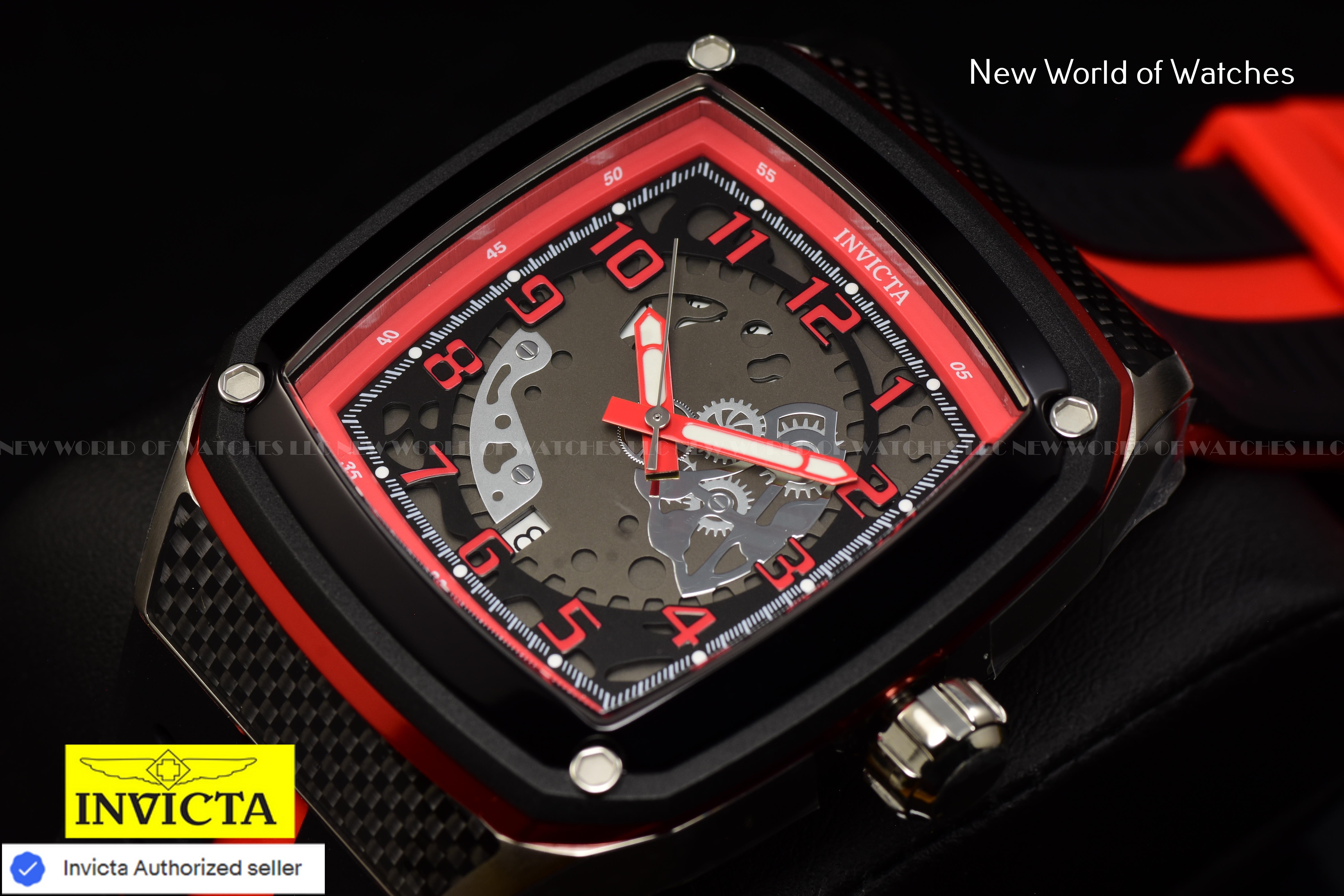 Invicta Men's Racing JM Limited Edition 46mm Gunmetal Dial Red/Black Quart Watch