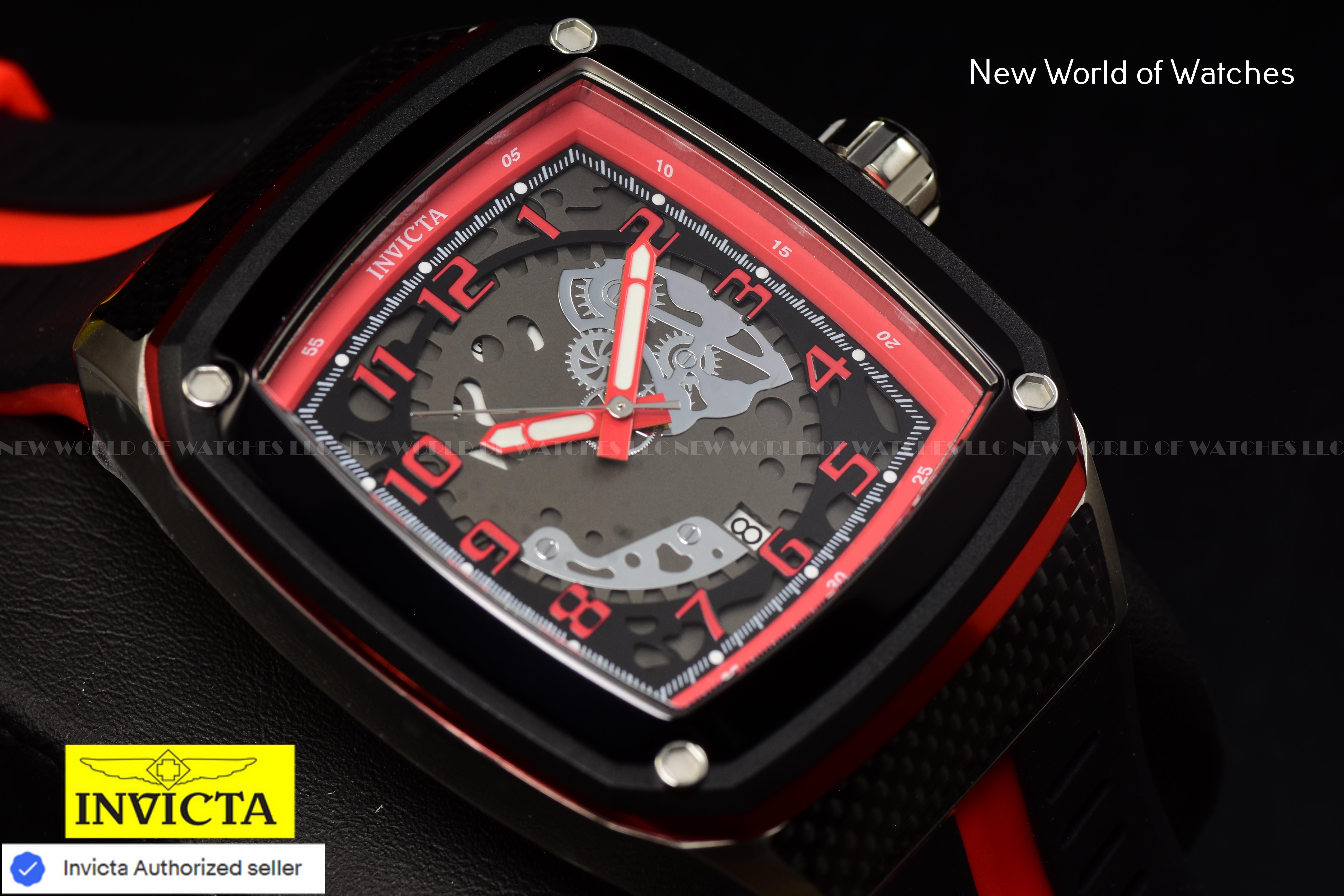 Invicta Men's Racing JM Limited Edition 46mm Gunmetal Dial Red/Black Quart Watch