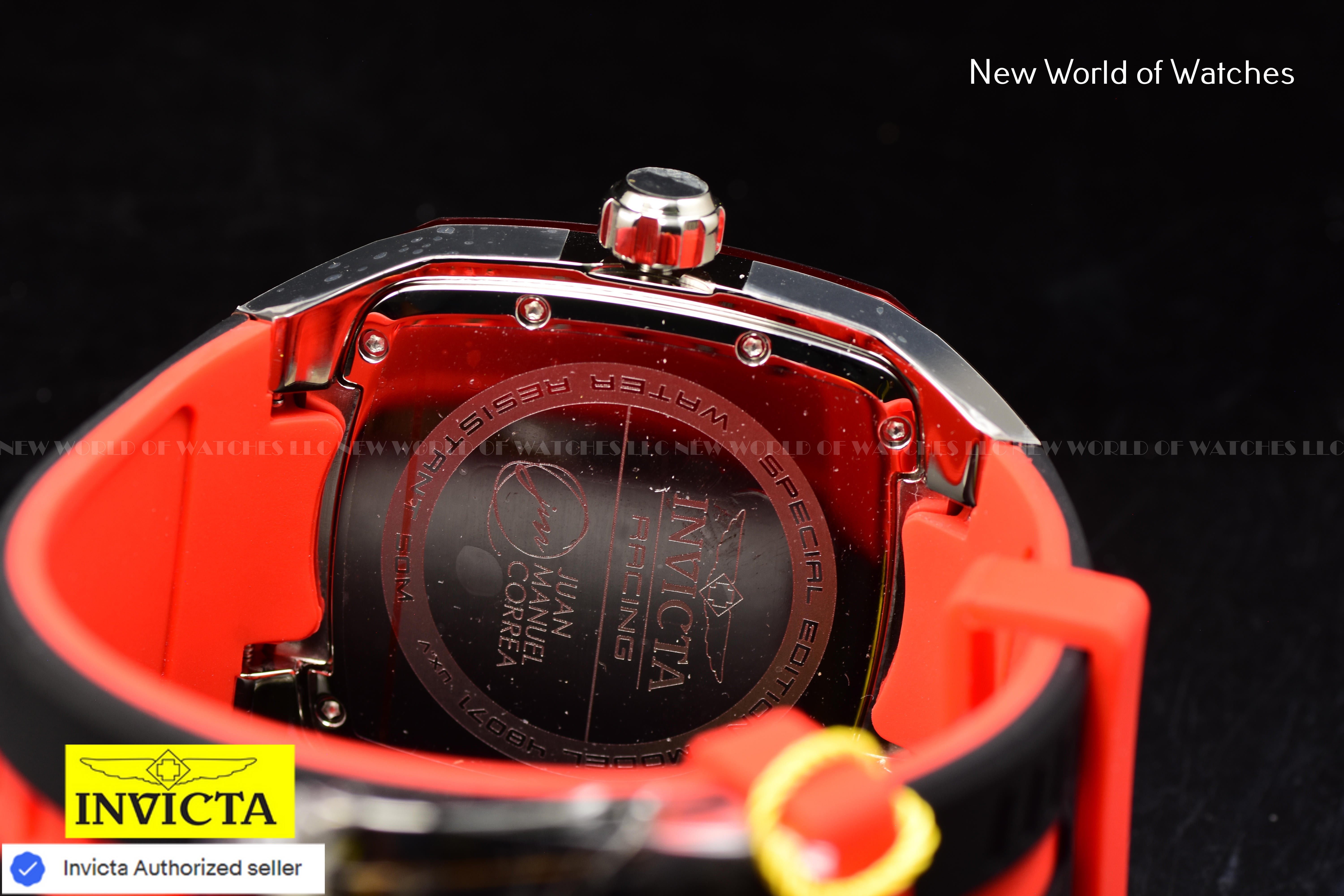 Invicta Men's Racing JM Limited Edition 46mm Gunmetal Dial Red/Black Quart Watch
