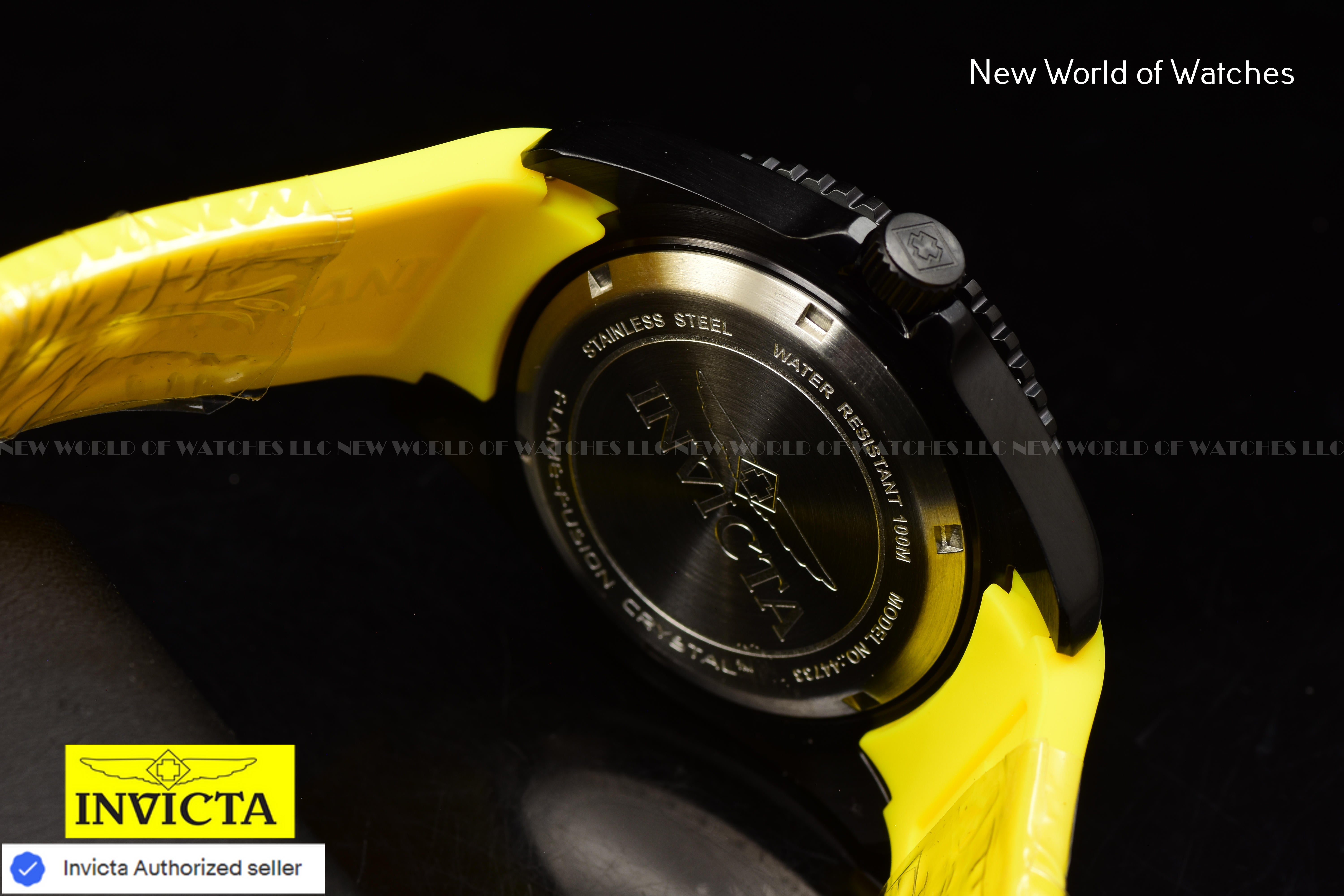 Invicta Men's PRO DIVER 44mm Black Dial Yellow Silicone Band Quartz Watch