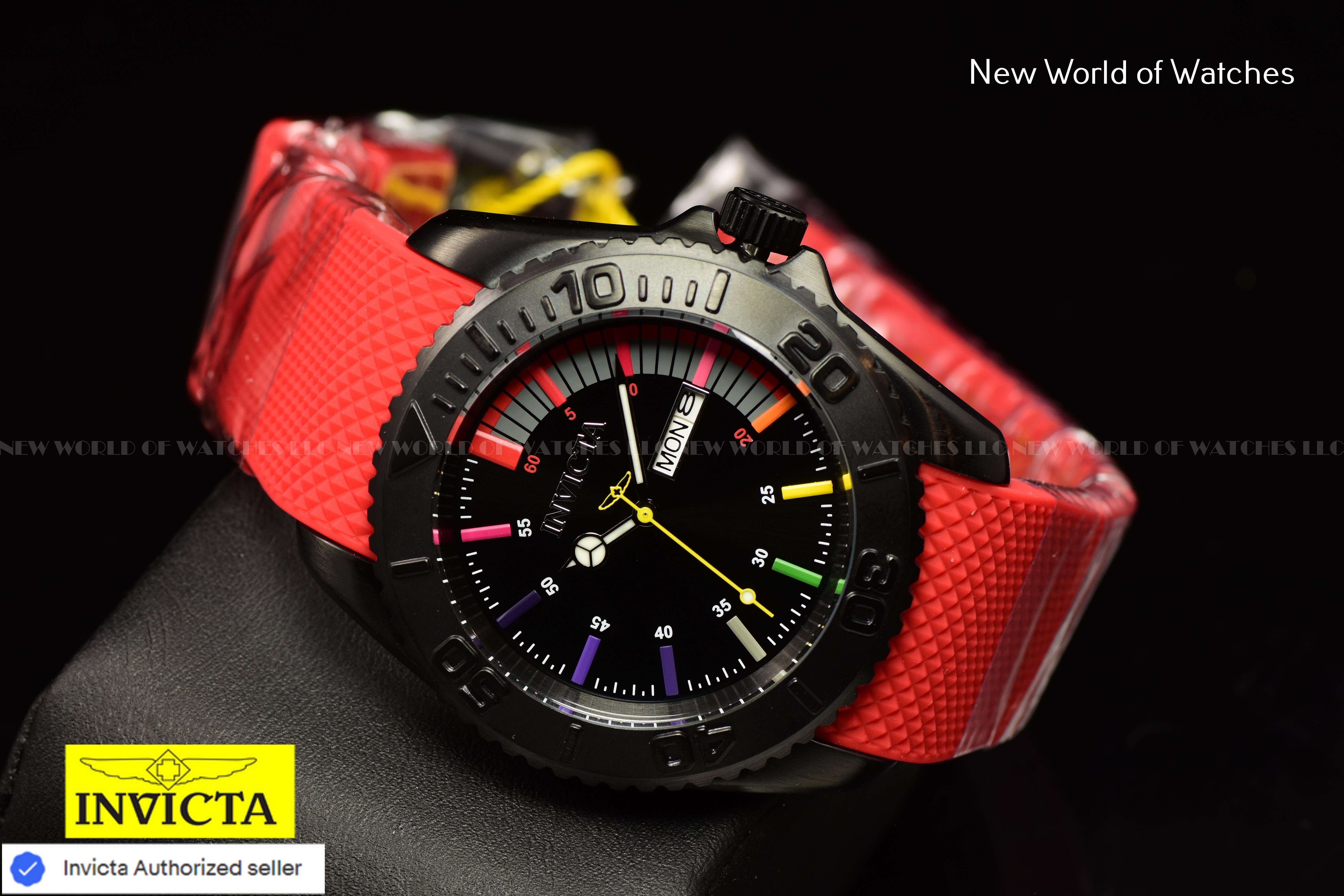 Invicta Men Pro Diver 44mm Black Quartz Japan Silicone Watch