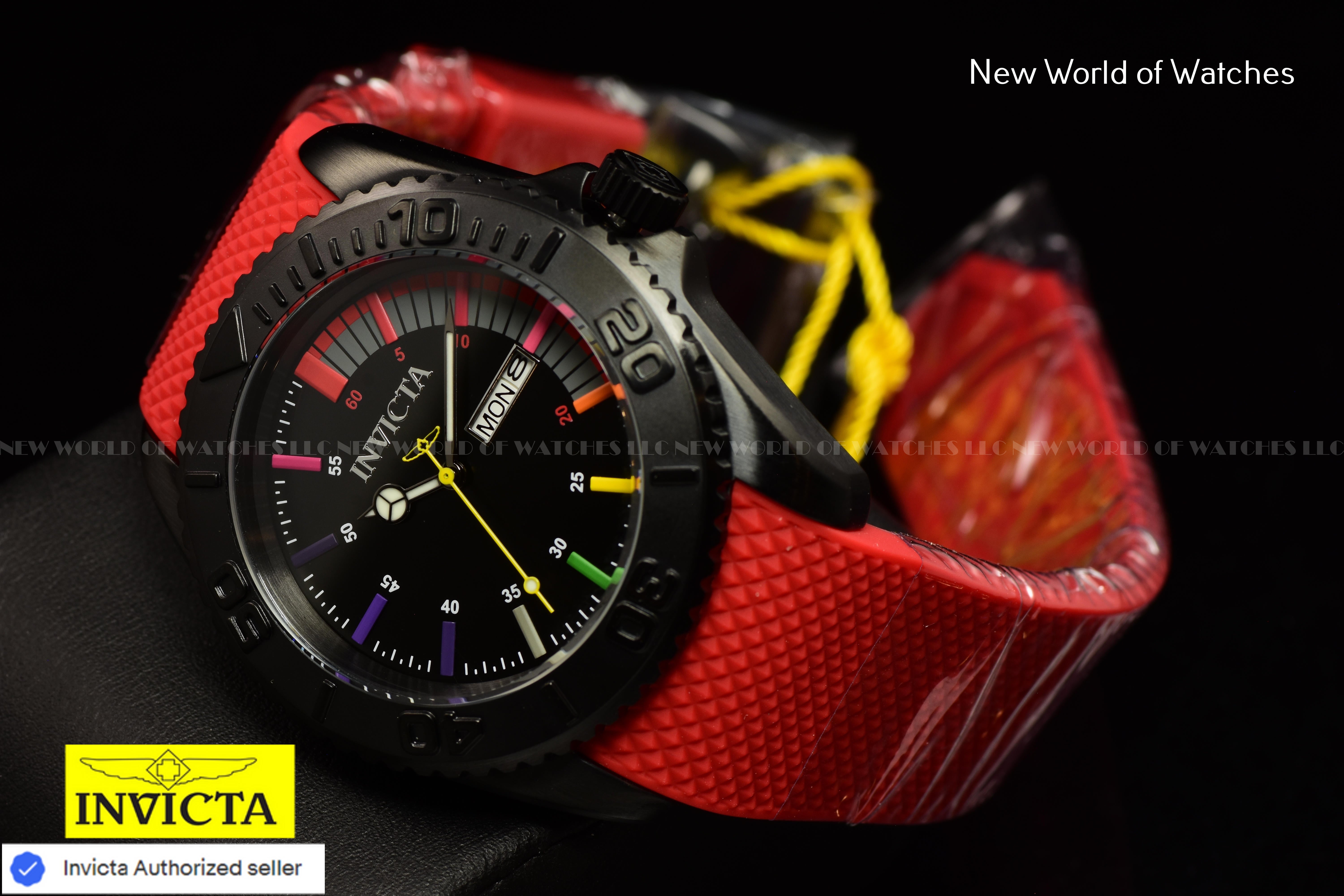 Invicta Men Pro Diver 44mm Black Quartz Japan Silicone Watch