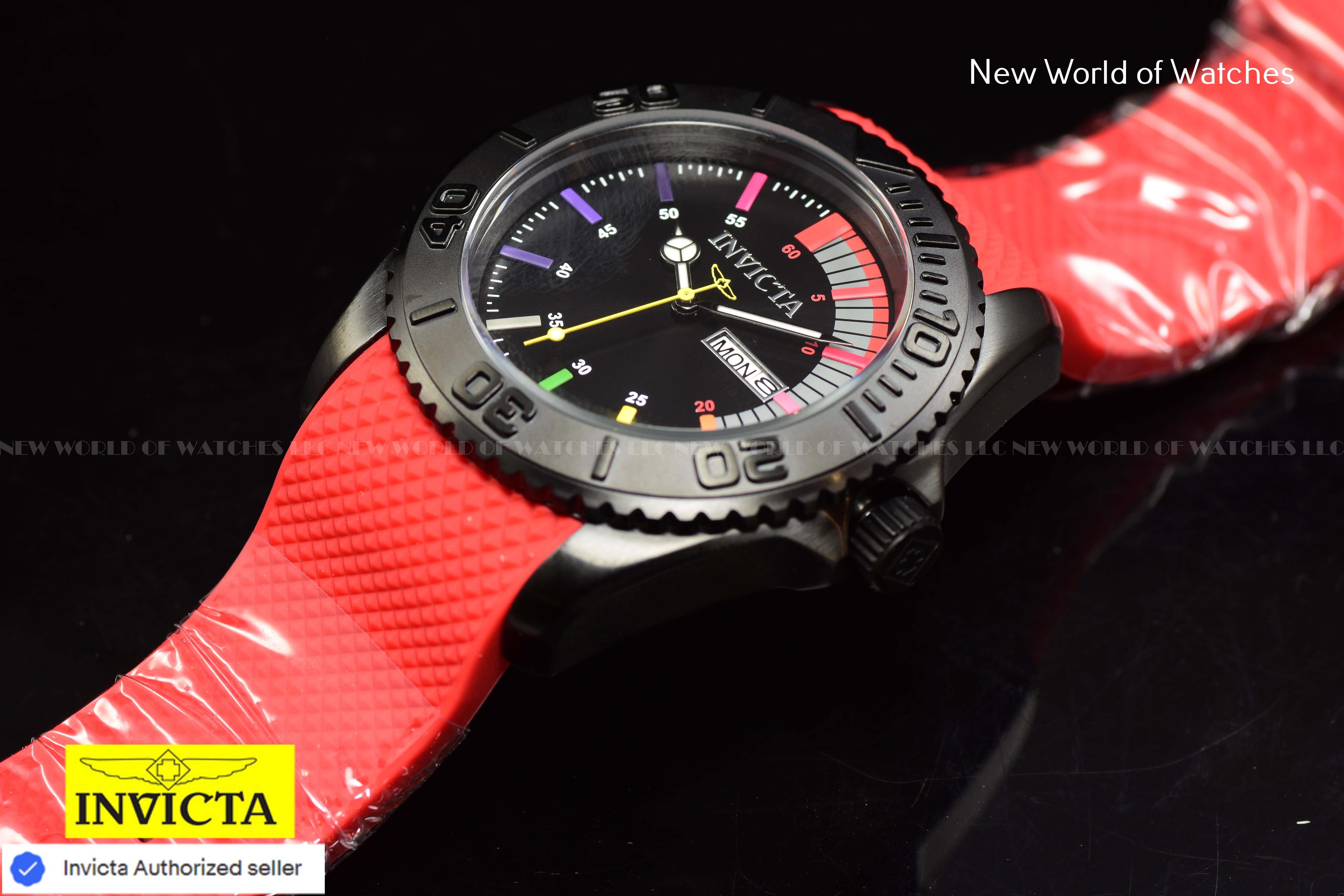 Invicta Men Pro Diver 44mm Black Quartz Japan Silicone Watch