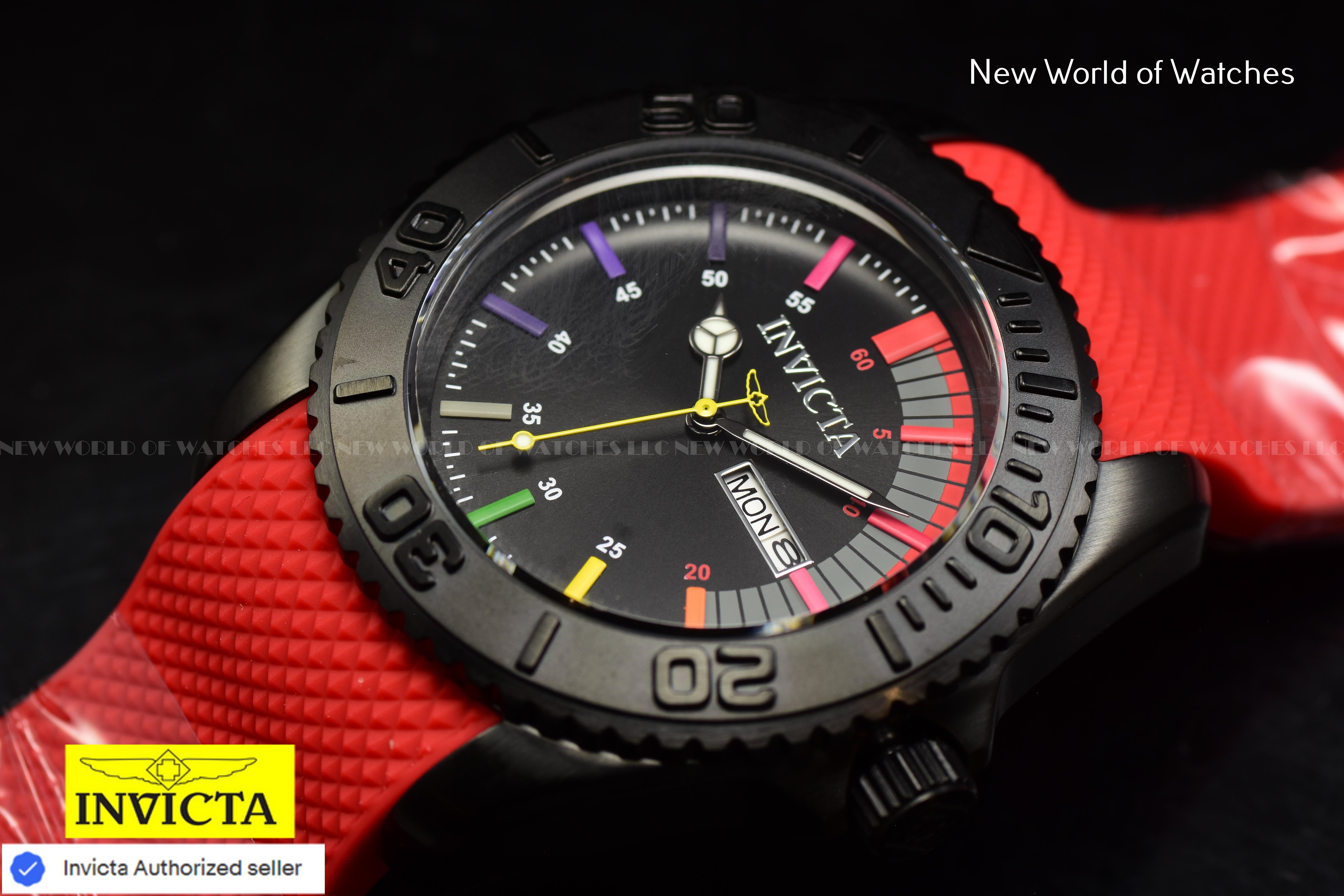 Invicta Men Pro Diver 44mm Black Quartz Japan Silicone Watch