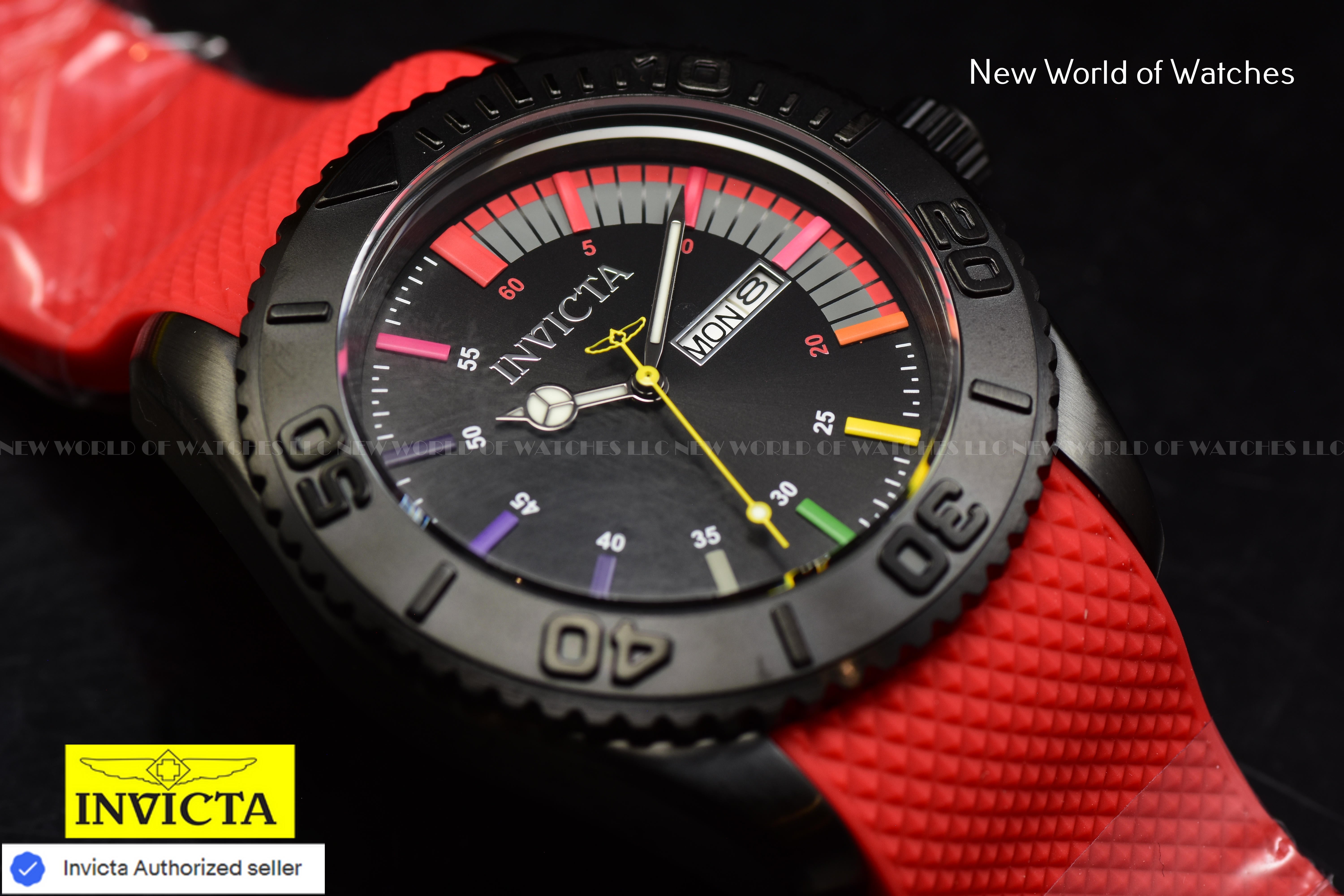 Invicta Men Pro Diver 44mm Black Quartz Japan Silicone Watch