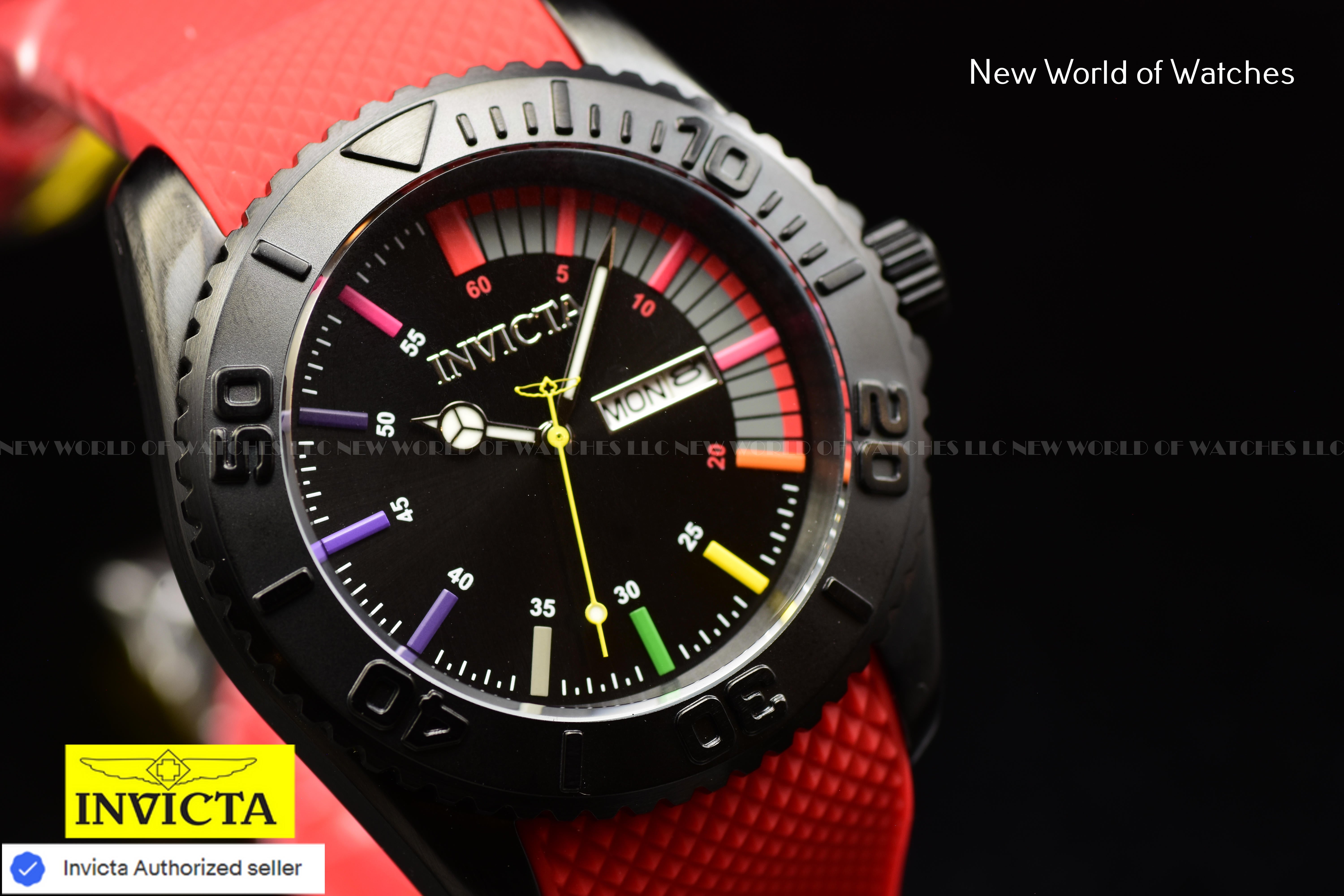 Invicta Men Pro Diver 44mm Black Quartz Japan Silicone Watch