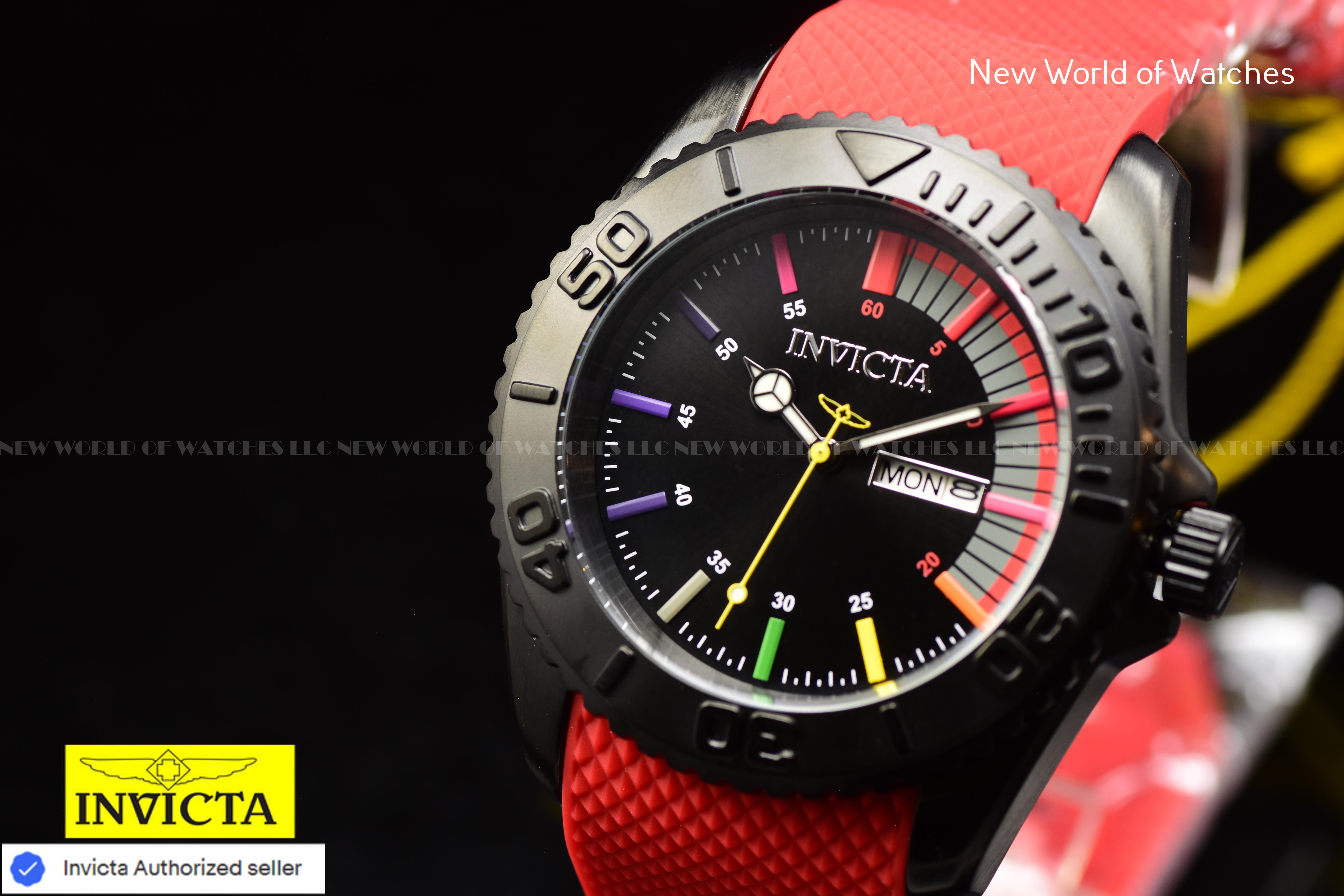 Invicta Men Pro Diver 44mm Black Quartz Japan Silicone Watch