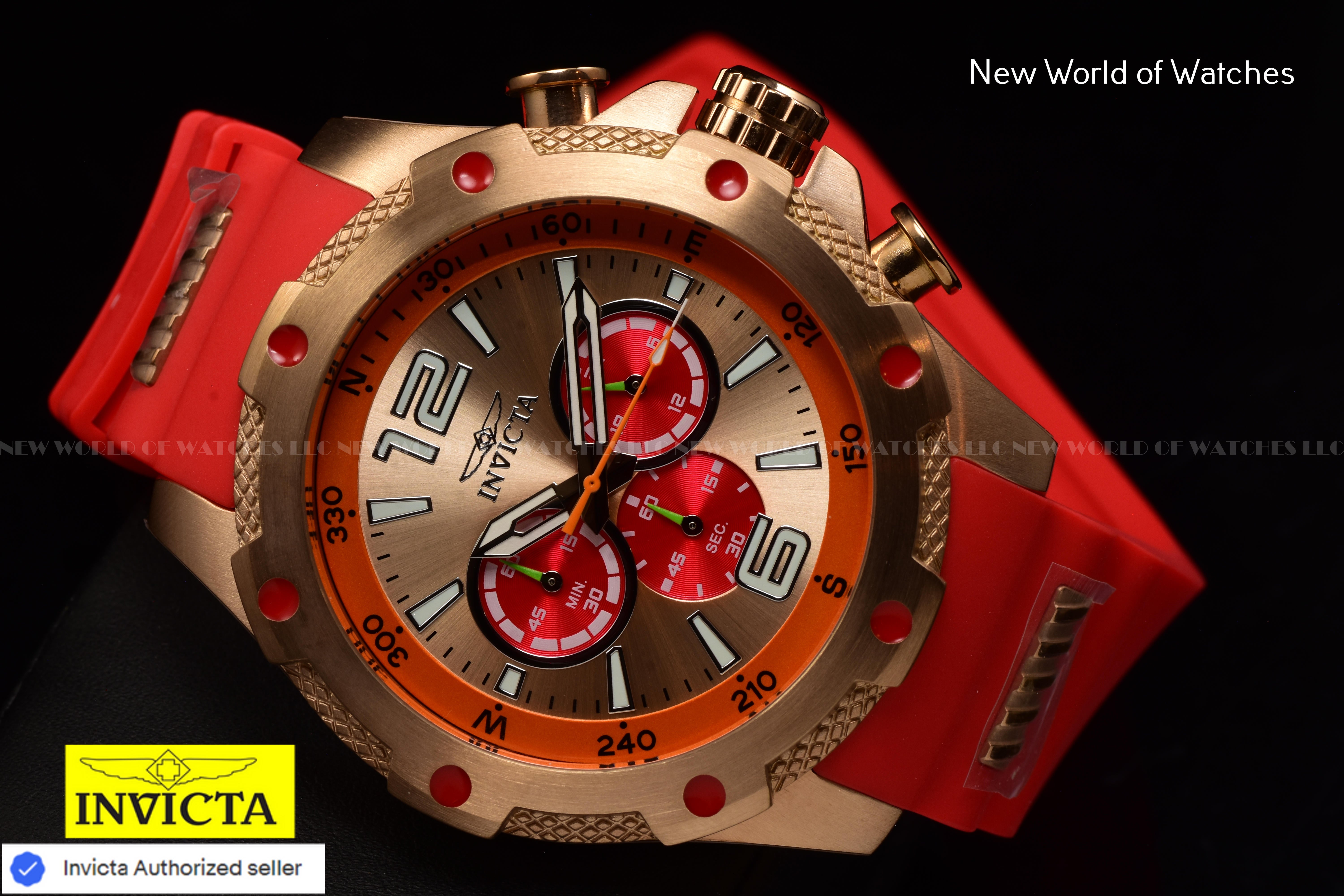 Invicta I-Force Chronograph Dial Qaurtz 50mm Silicone Band ROSE GOLD/RED Watch