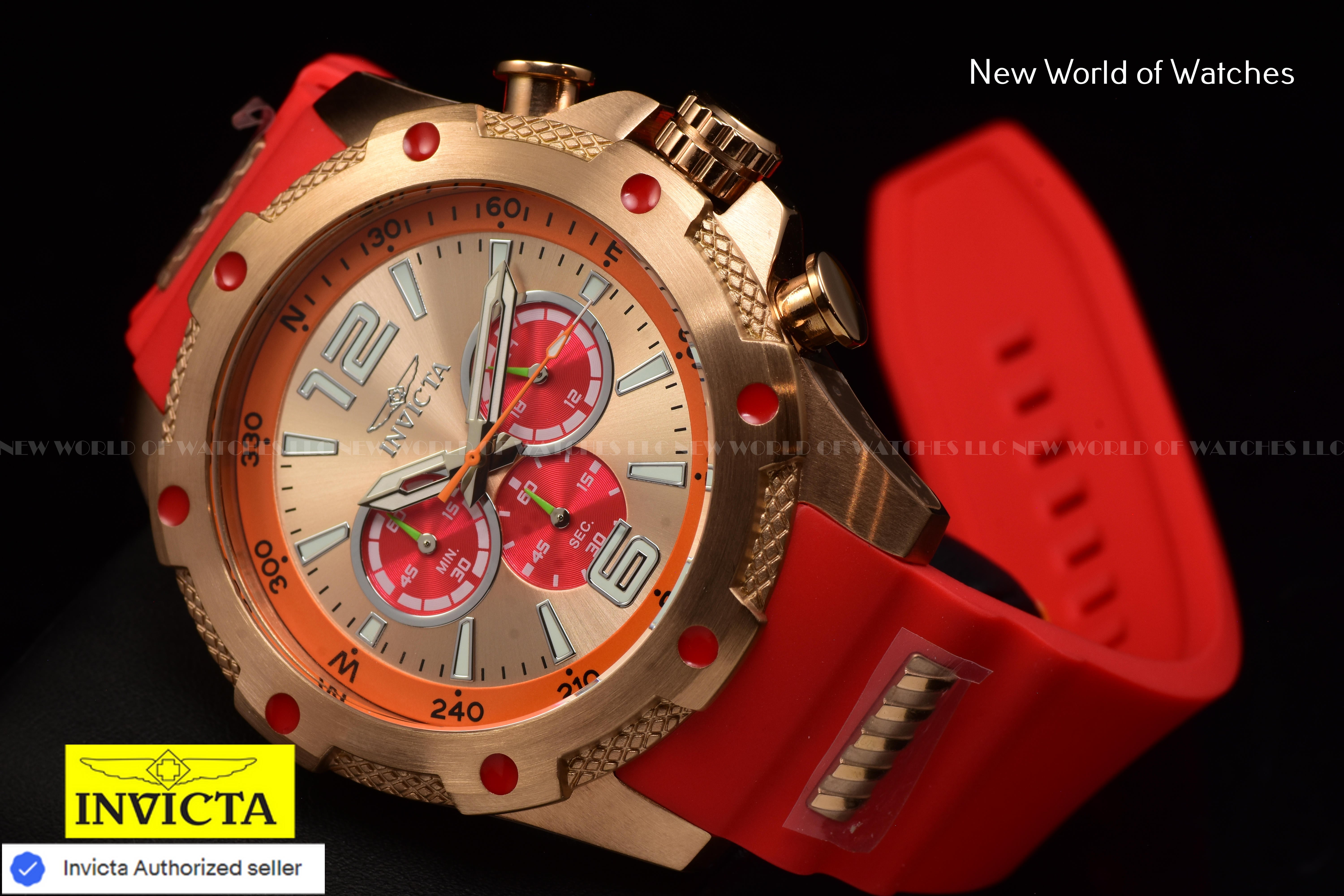 Invicta I-Force Chronograph Dial Qaurtz 50mm Silicone Band ROSE GOLD/RED Watch