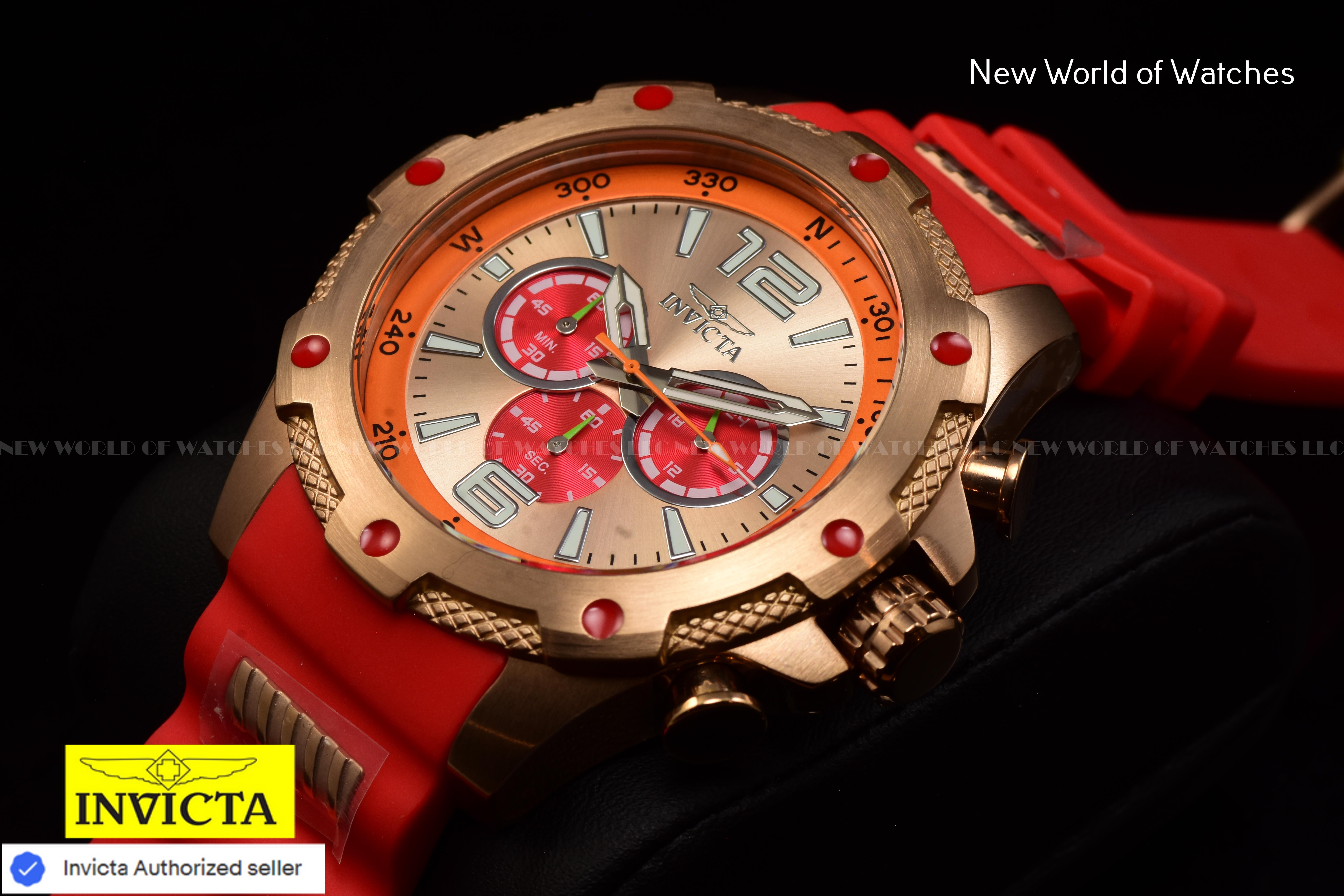 Invicta I-Force Chronograph Dial Qaurtz 50mm Silicone Band ROSE GOLD/RED Watch