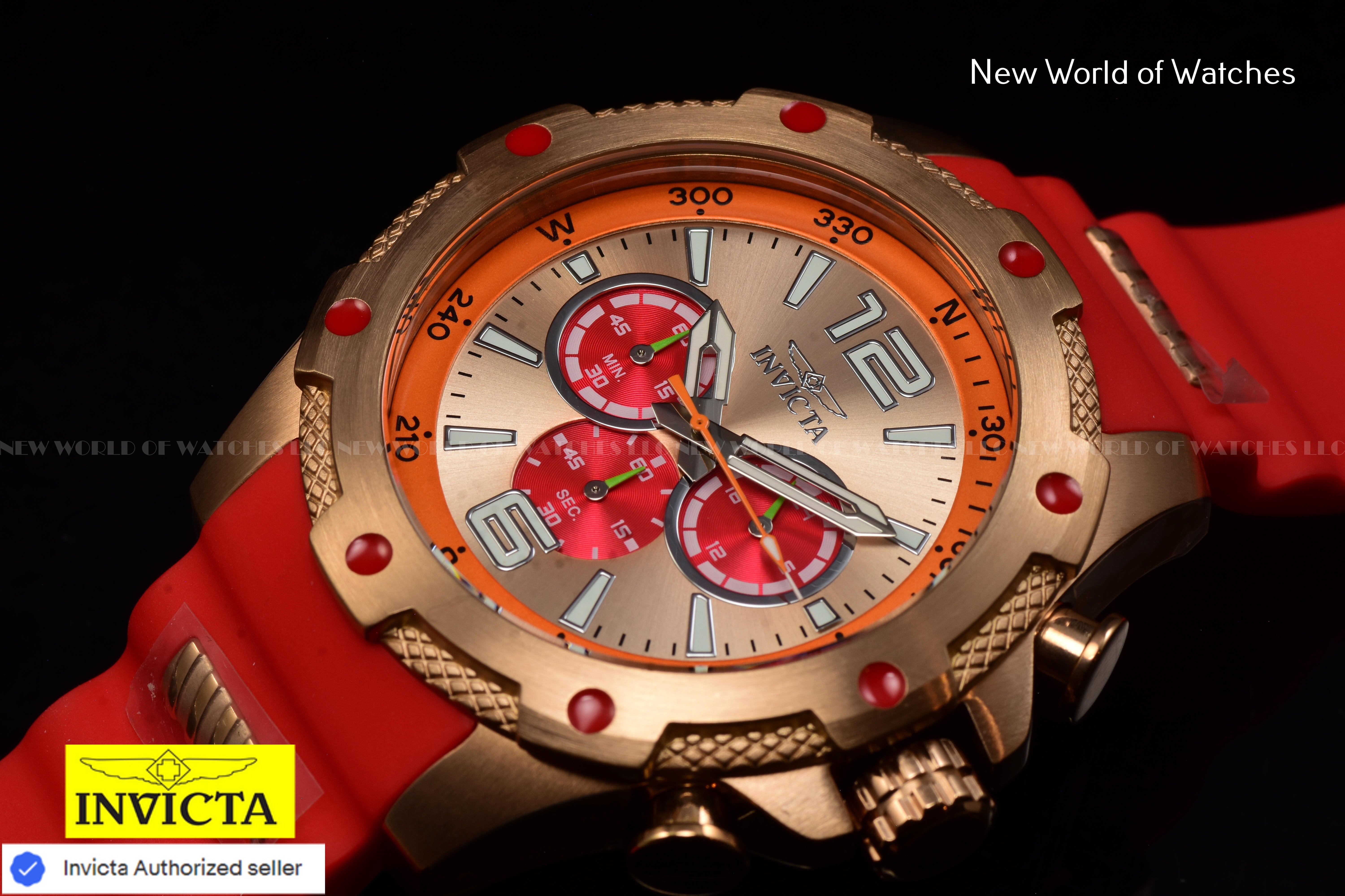 Invicta I-Force Chronograph Dial Qaurtz 50mm Silicone Band ROSE GOLD/RED Watch