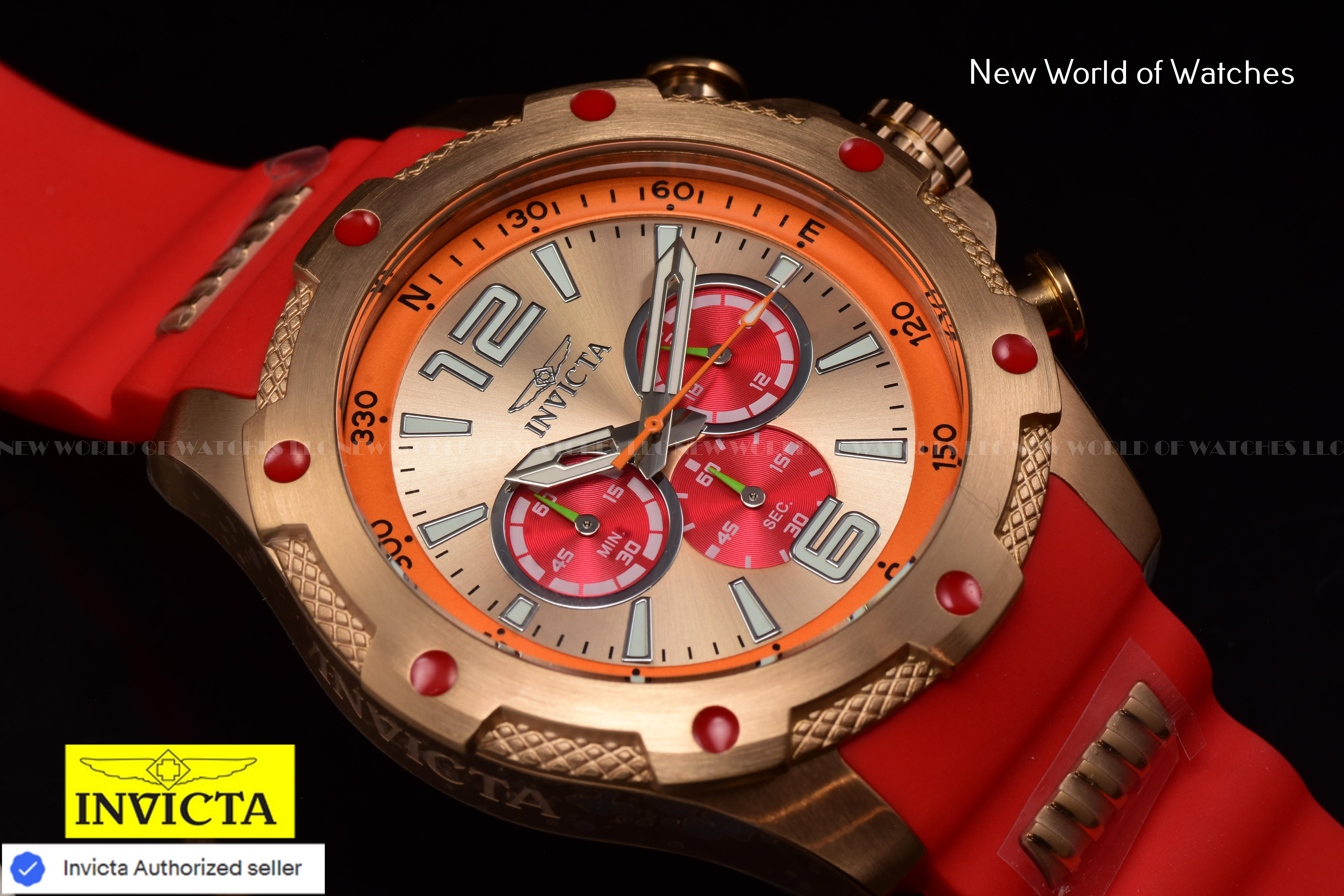 Invicta I-Force Chronograph Dial Qaurtz 50mm Silicone Band ROSE GOLD/RED Watch
