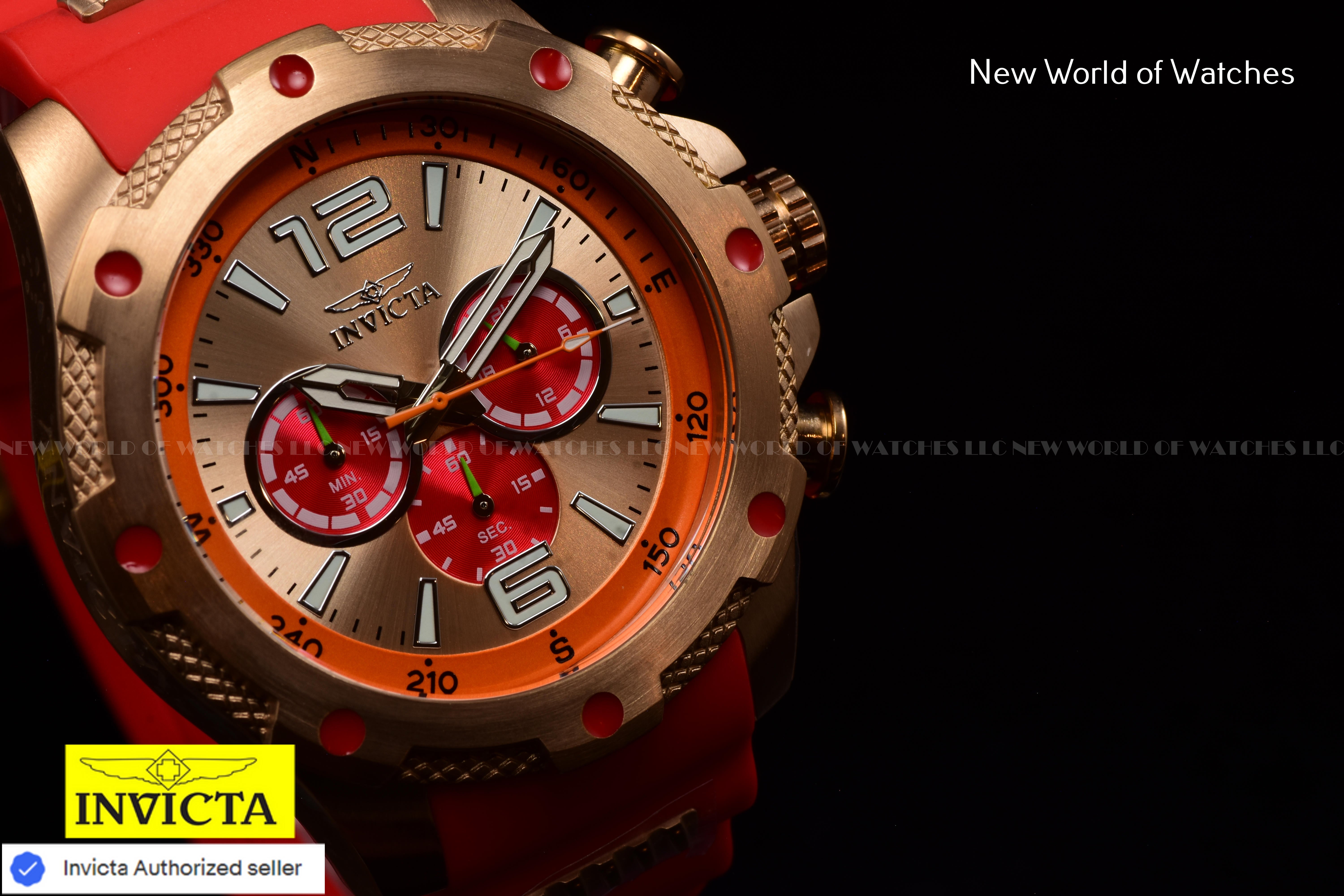 Invicta I-Force Chronograph Dial Qaurtz 50mm Silicone Band ROSE GOLD/RED Watch