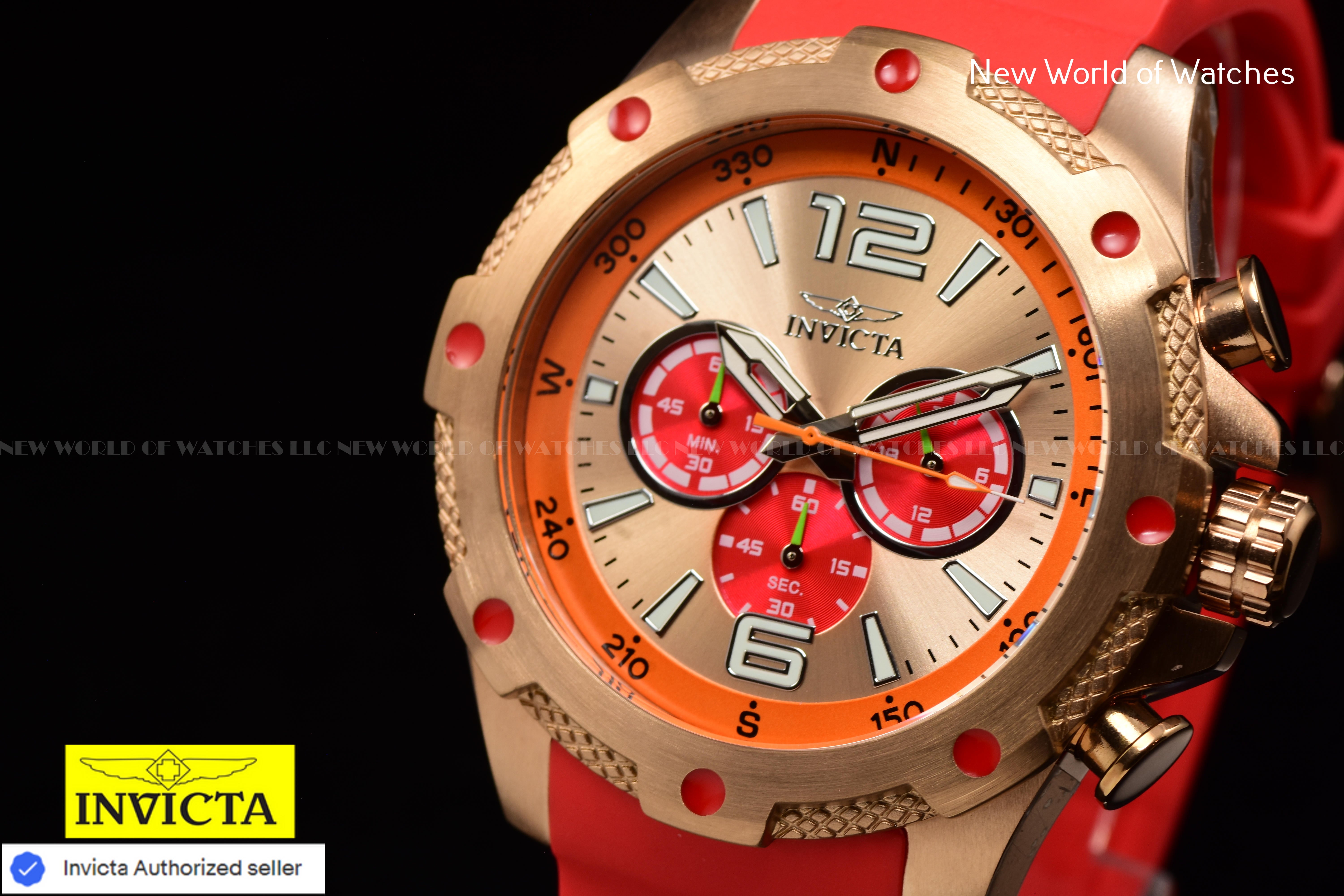 Invicta I-Force Chronograph Dial Qaurtz 50mm Silicone Band ROSE GOLD/RED Watch