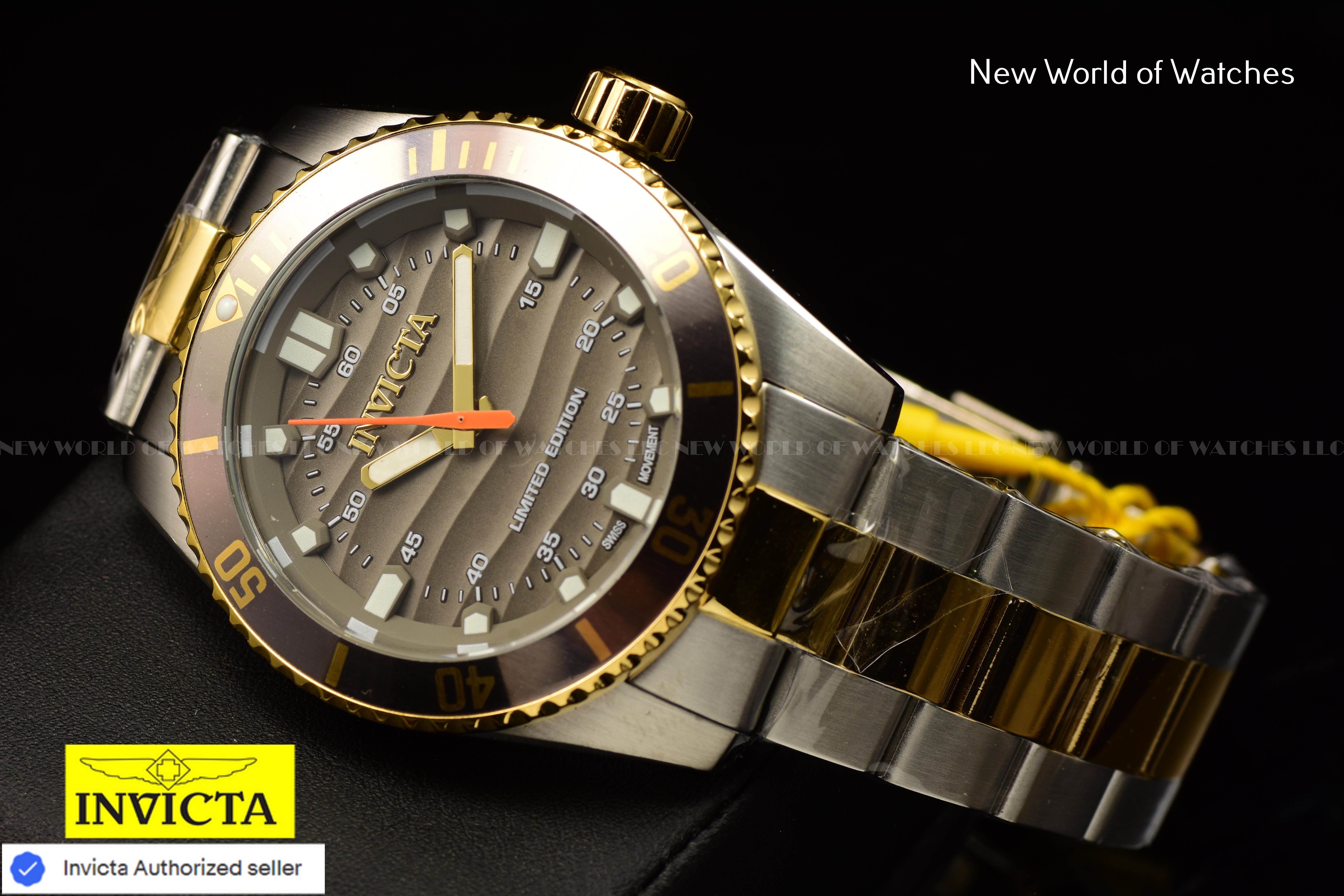 Invicta Men's Pro Diver 42mm DARK BROWN Dial Quartz Two Tone Swiss Watch