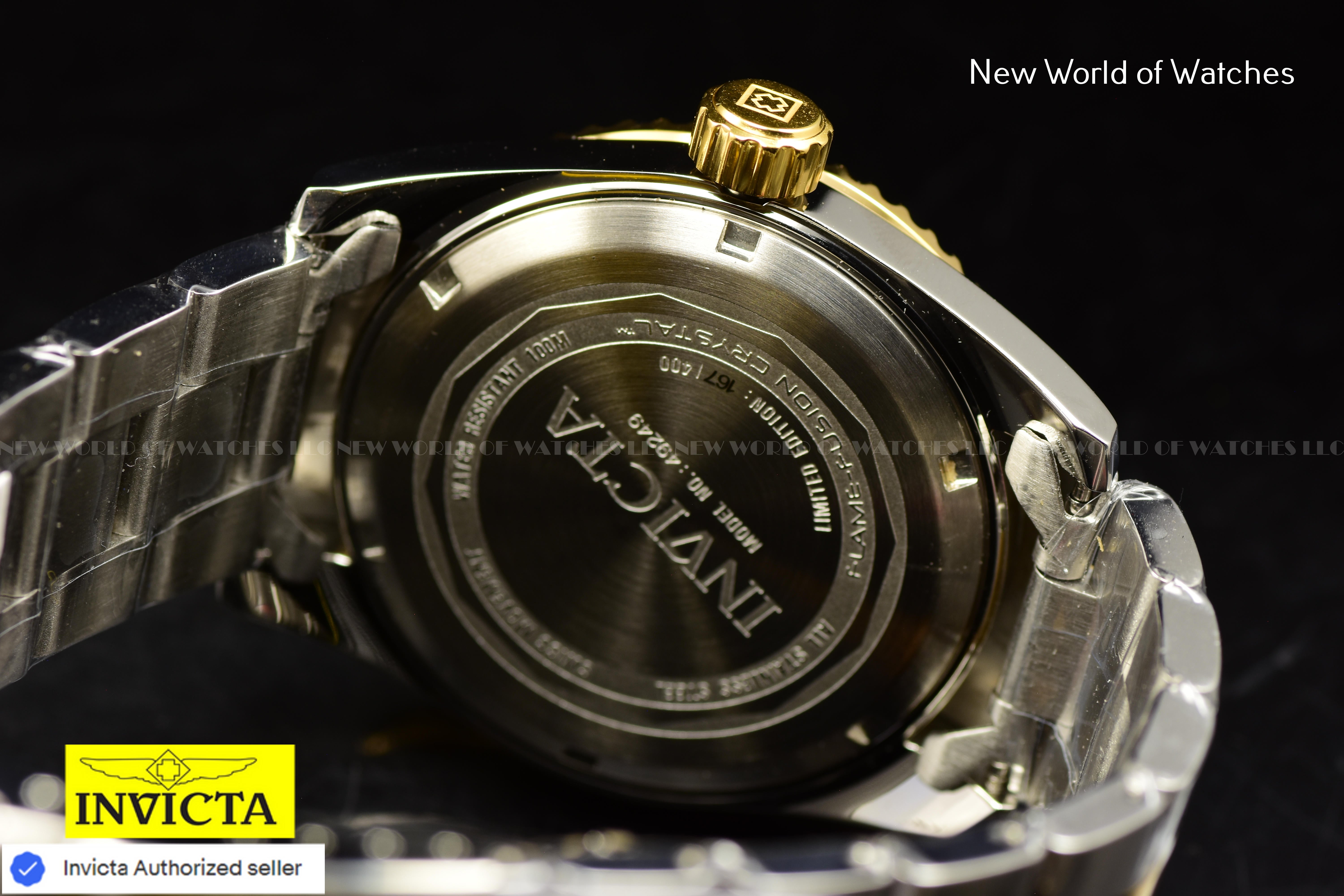 Invicta Men's Pro Diver 42mm DARK BROWN Dial Quartz Two Tone Swiss Watch