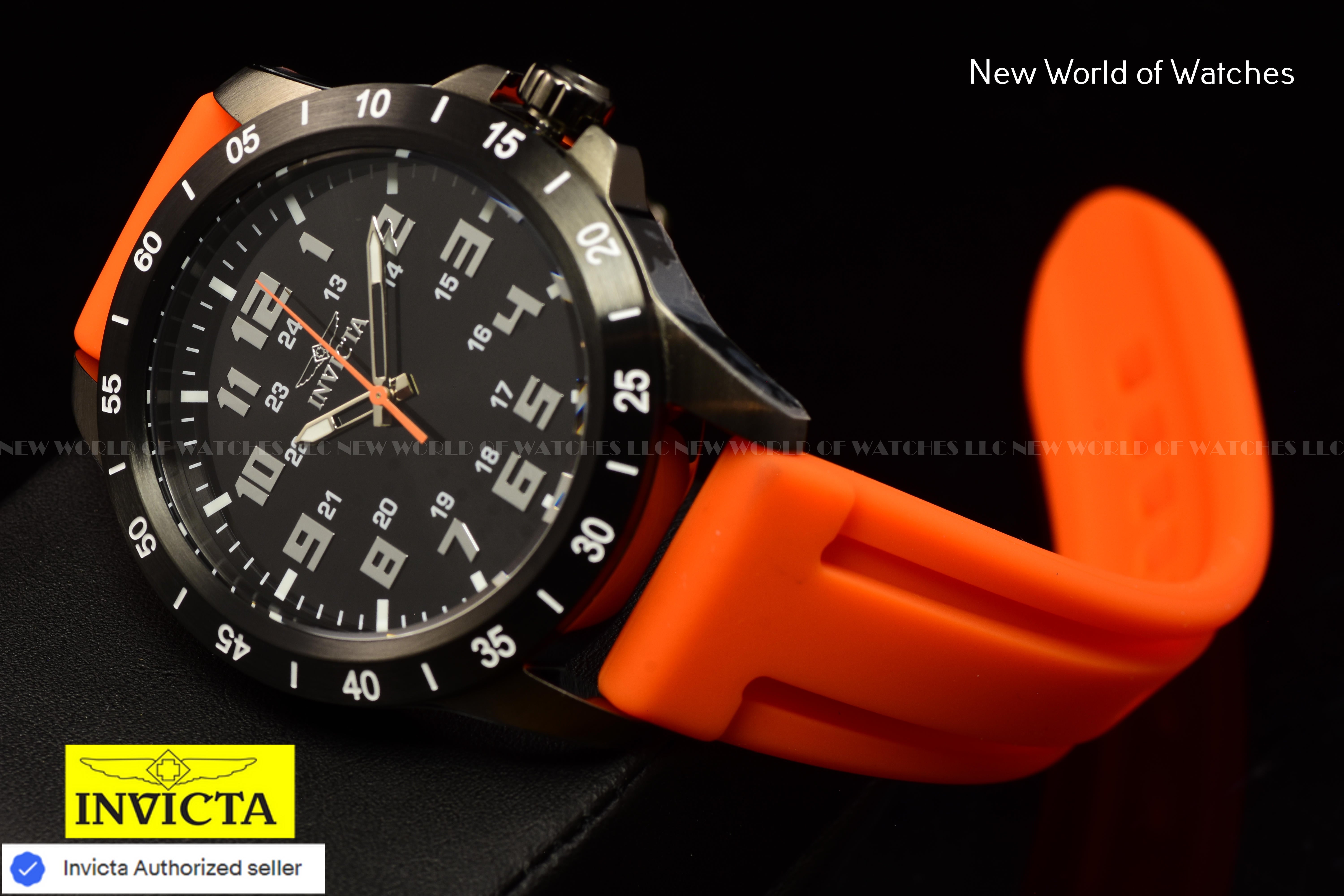 Invicta Men's Pro Diver STRATUS Black Dial 45mm Orange Silicone Band Watch