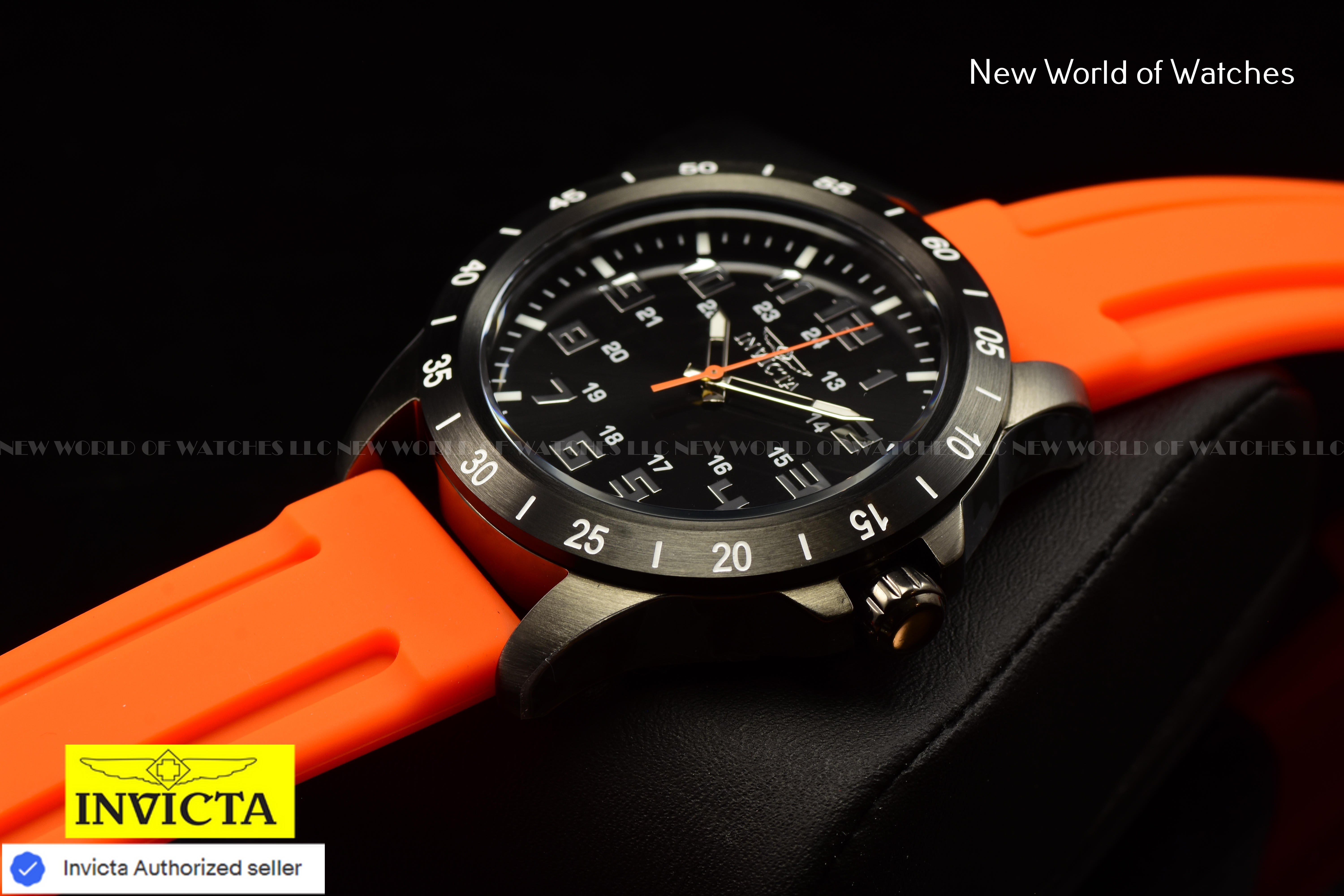 Invicta Men's Pro Diver STRATUS Black Dial 45mm Orange Silicone Band Watch