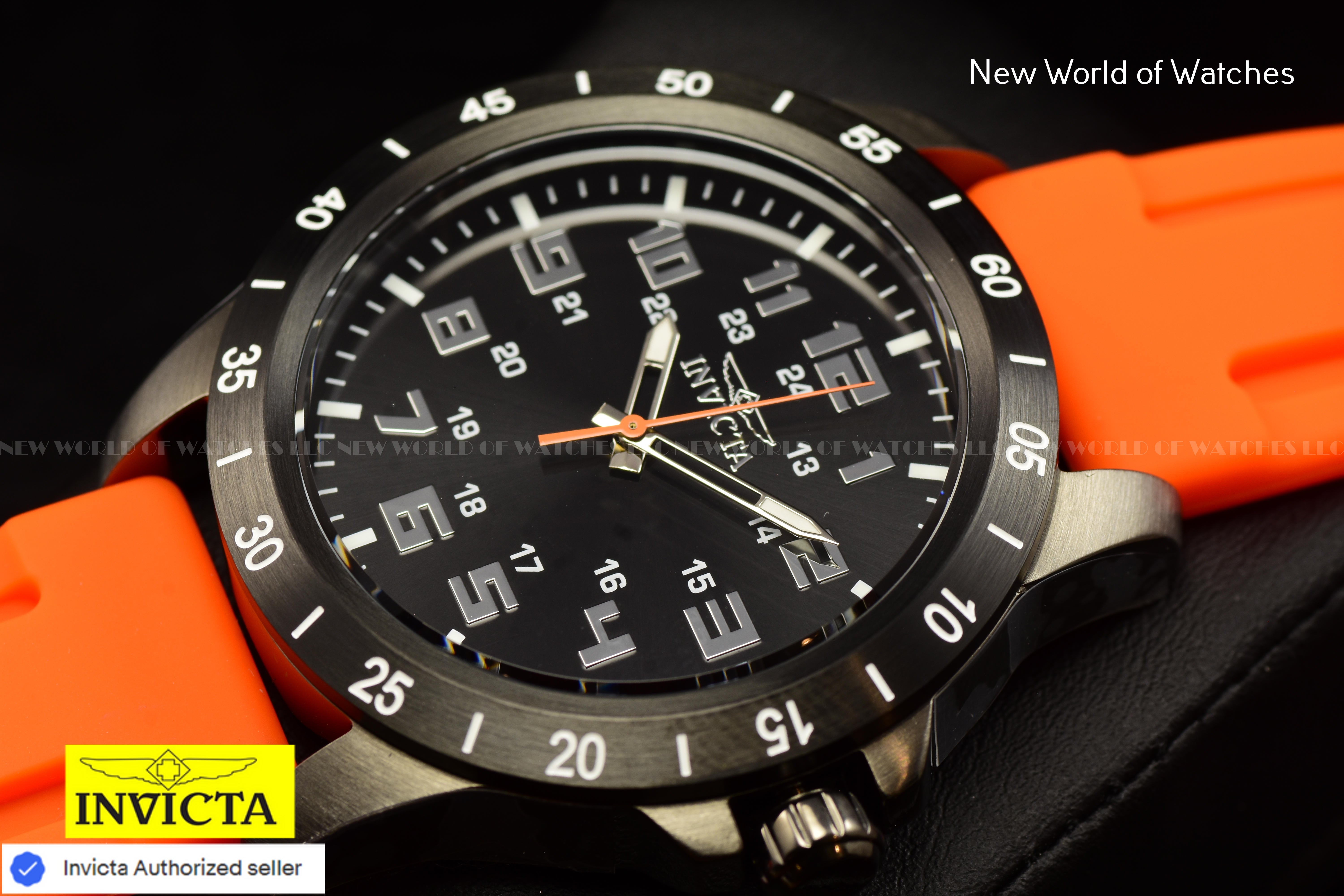 Invicta Men's Pro Diver STRATUS Black Dial 45mm Orange Silicone Band Watch