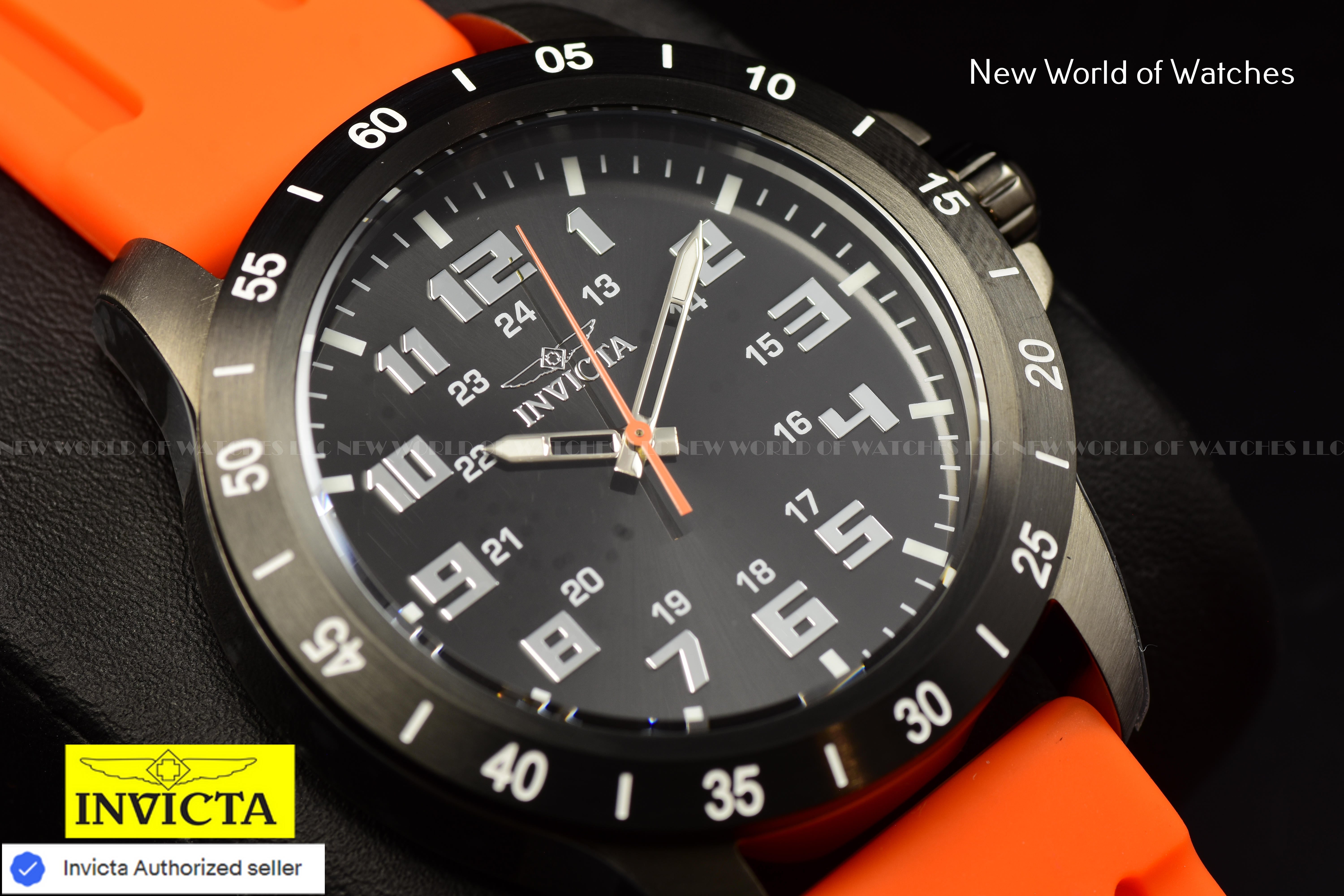 Invicta Men's Pro Diver STRATUS Black Dial 45mm Orange Silicone Band Watch