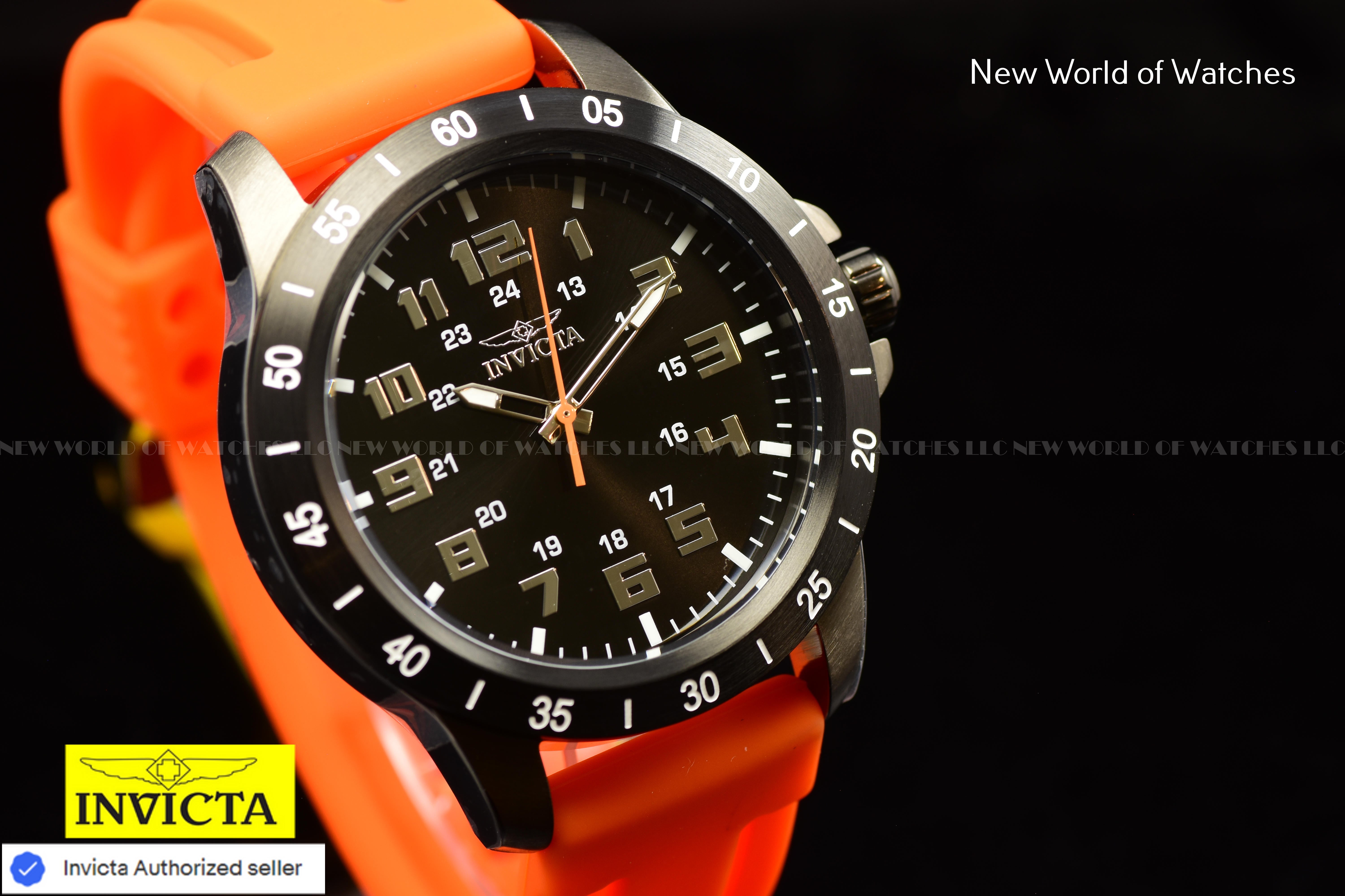 Invicta Men's Pro Diver STRATUS Black Dial 45mm Orange Silicone Band Watch
