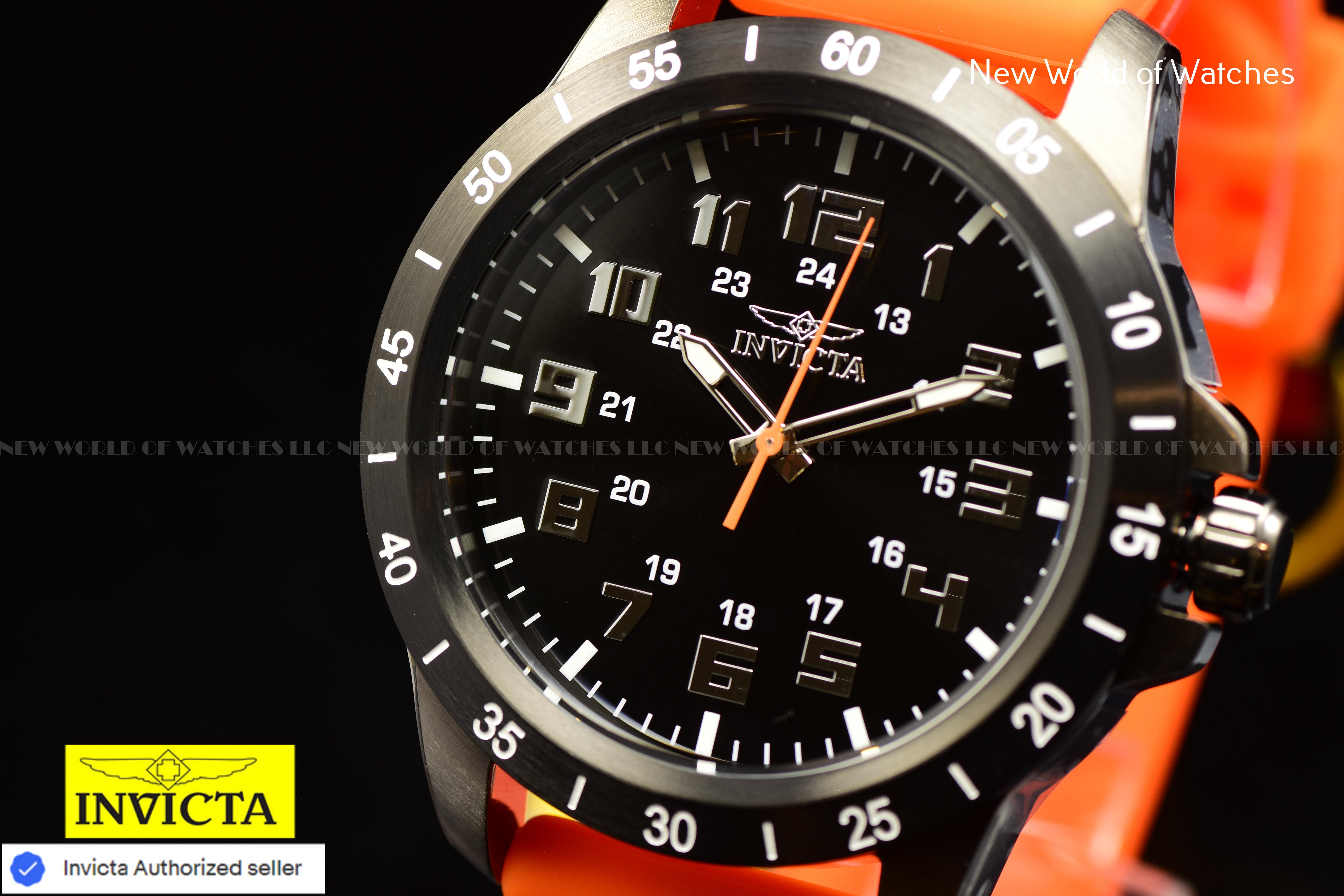 Invicta Men's Pro Diver STRATUS Black Dial 45mm Orange Silicone Band Watch