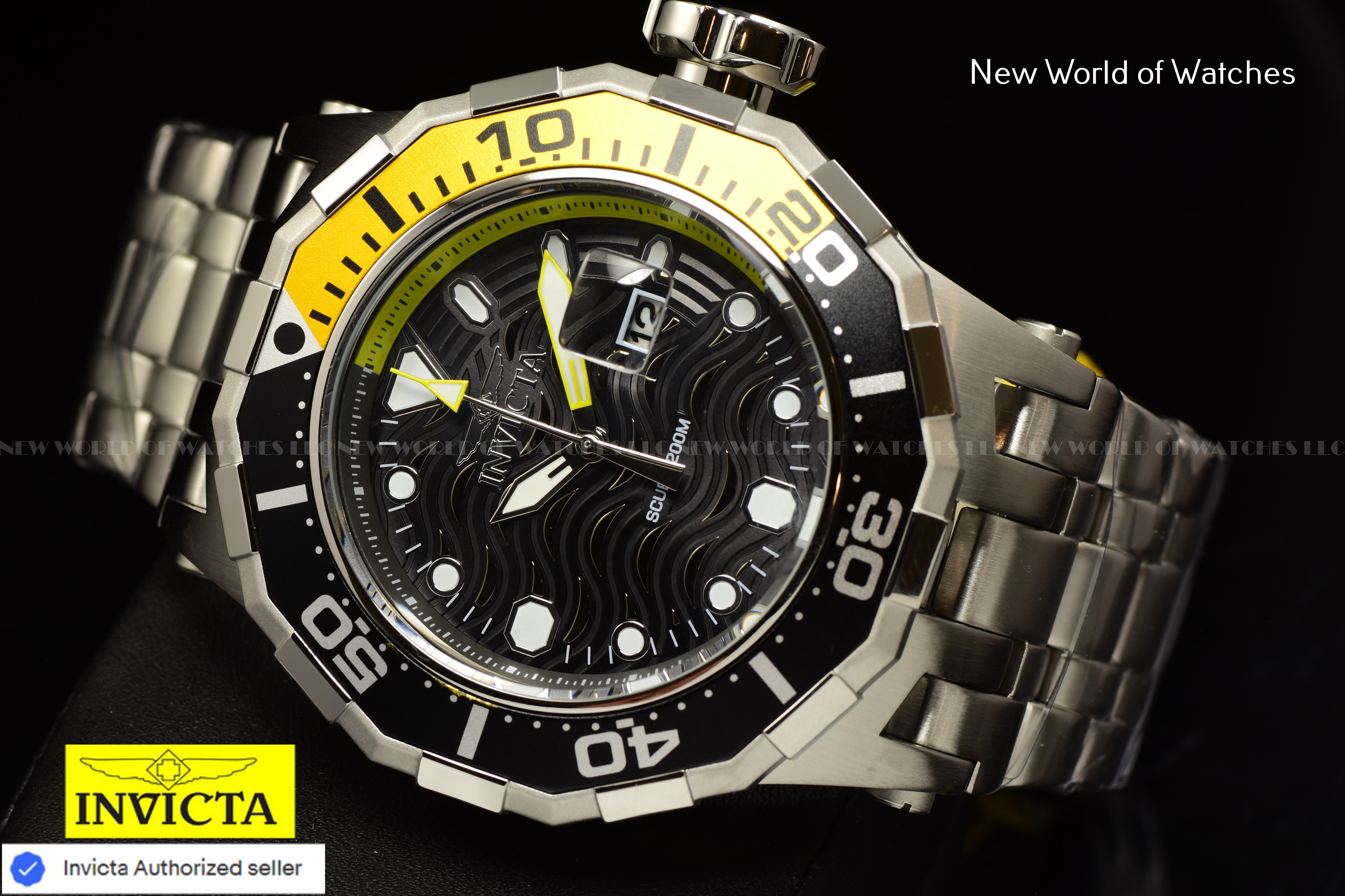 NEW Invicta Men's PRO DIVER 52mm YELLOW/BLACK Dial Stainless Steel Watch
