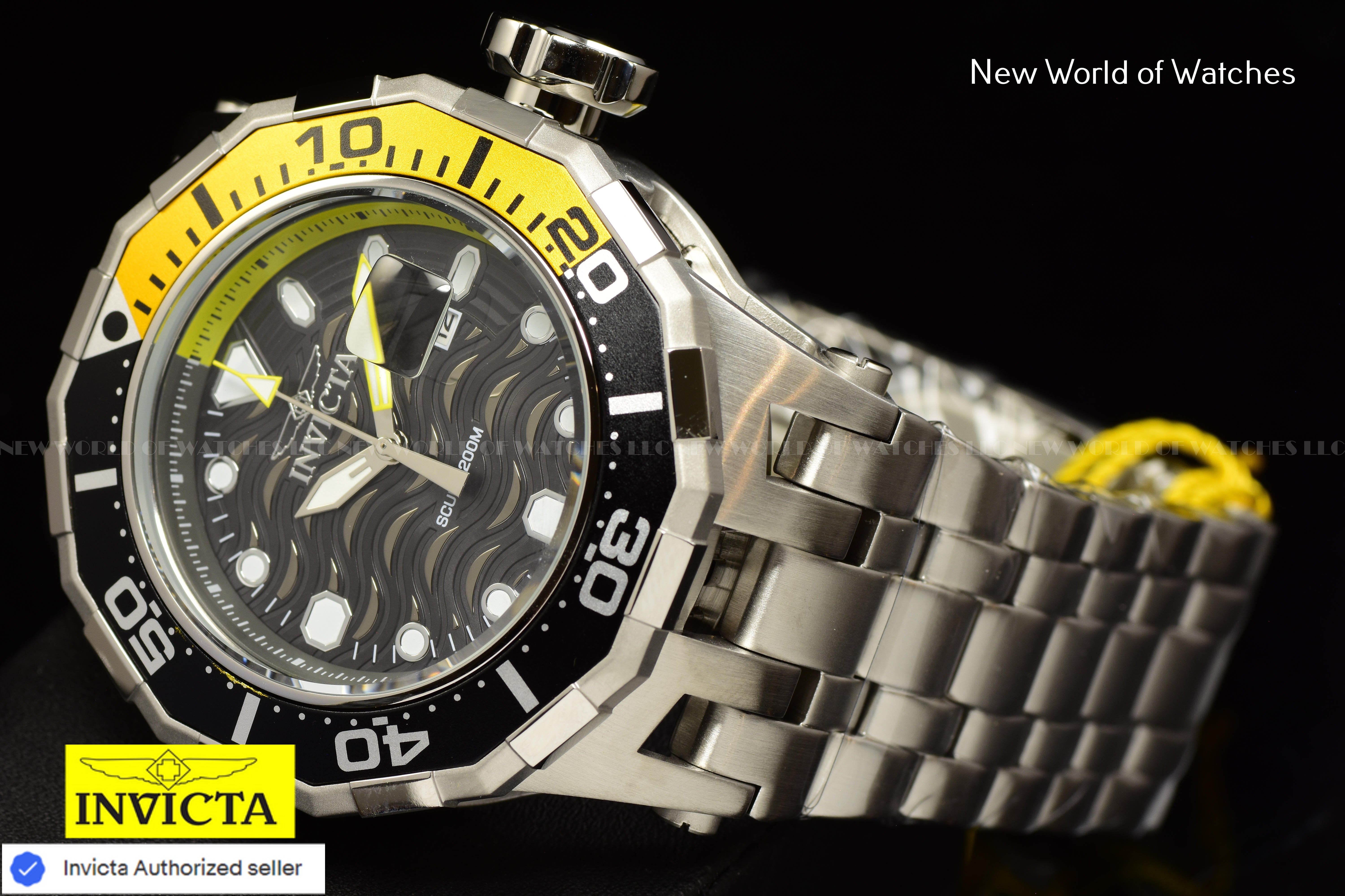 NEW Invicta Men's PRO DIVER 52mm YELLOW/BLACK Dial Stainless Steel Watch