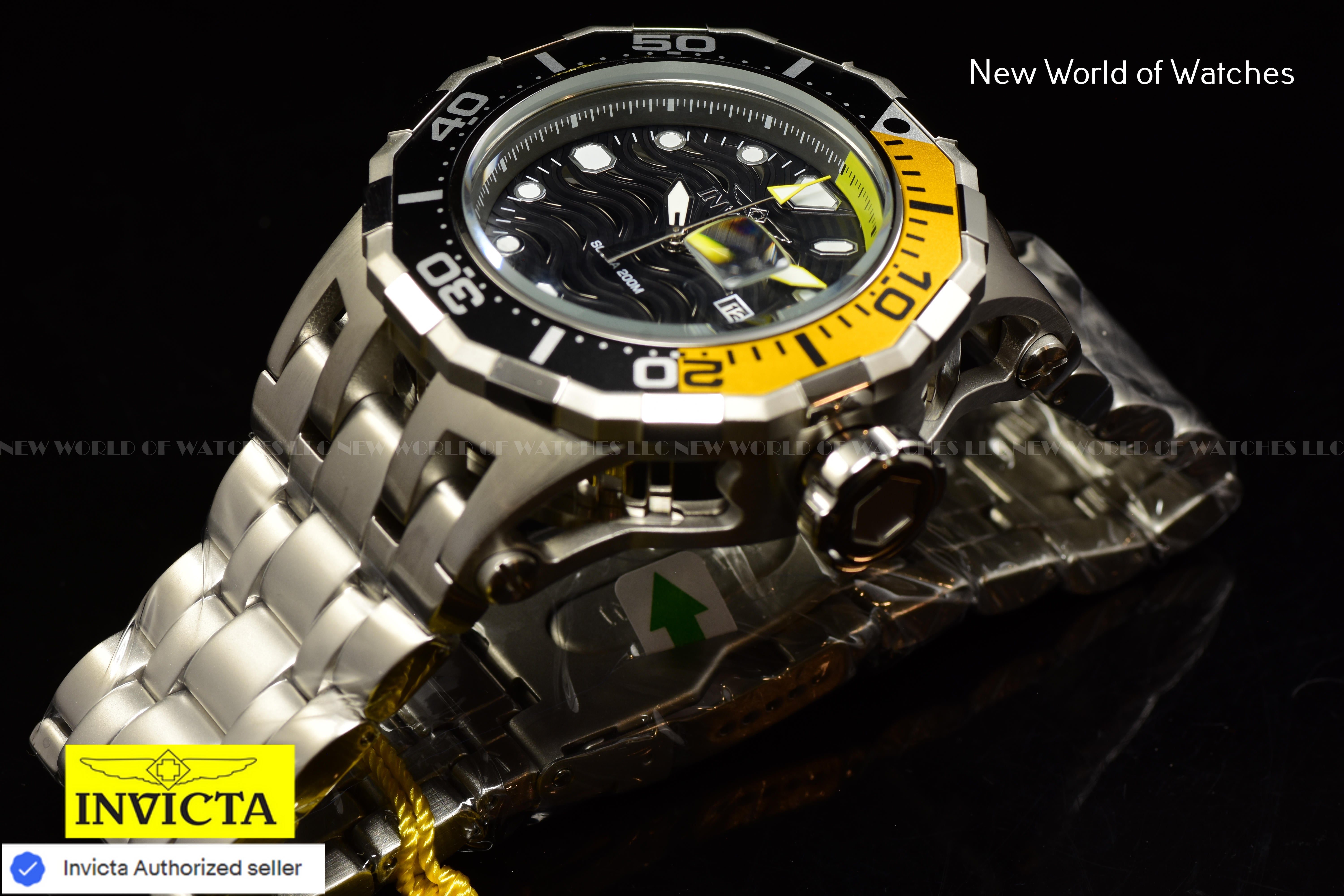 NEW Invicta Men's PRO DIVER 52mm YELLOW/BLACK Dial Stainless Steel Watch