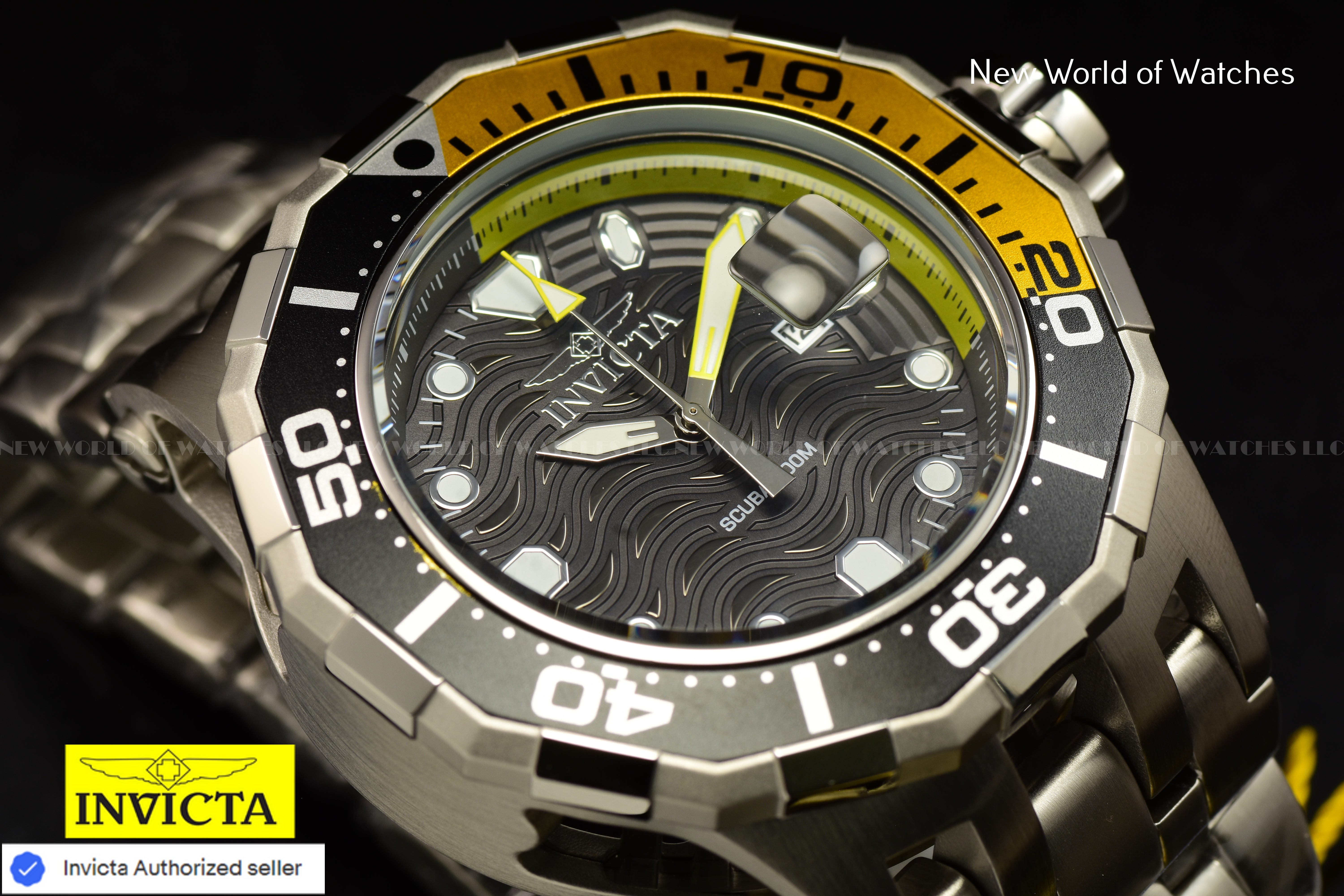 NEW Invicta Men's PRO DIVER 52mm YELLOW/BLACK Dial Stainless Steel Watch