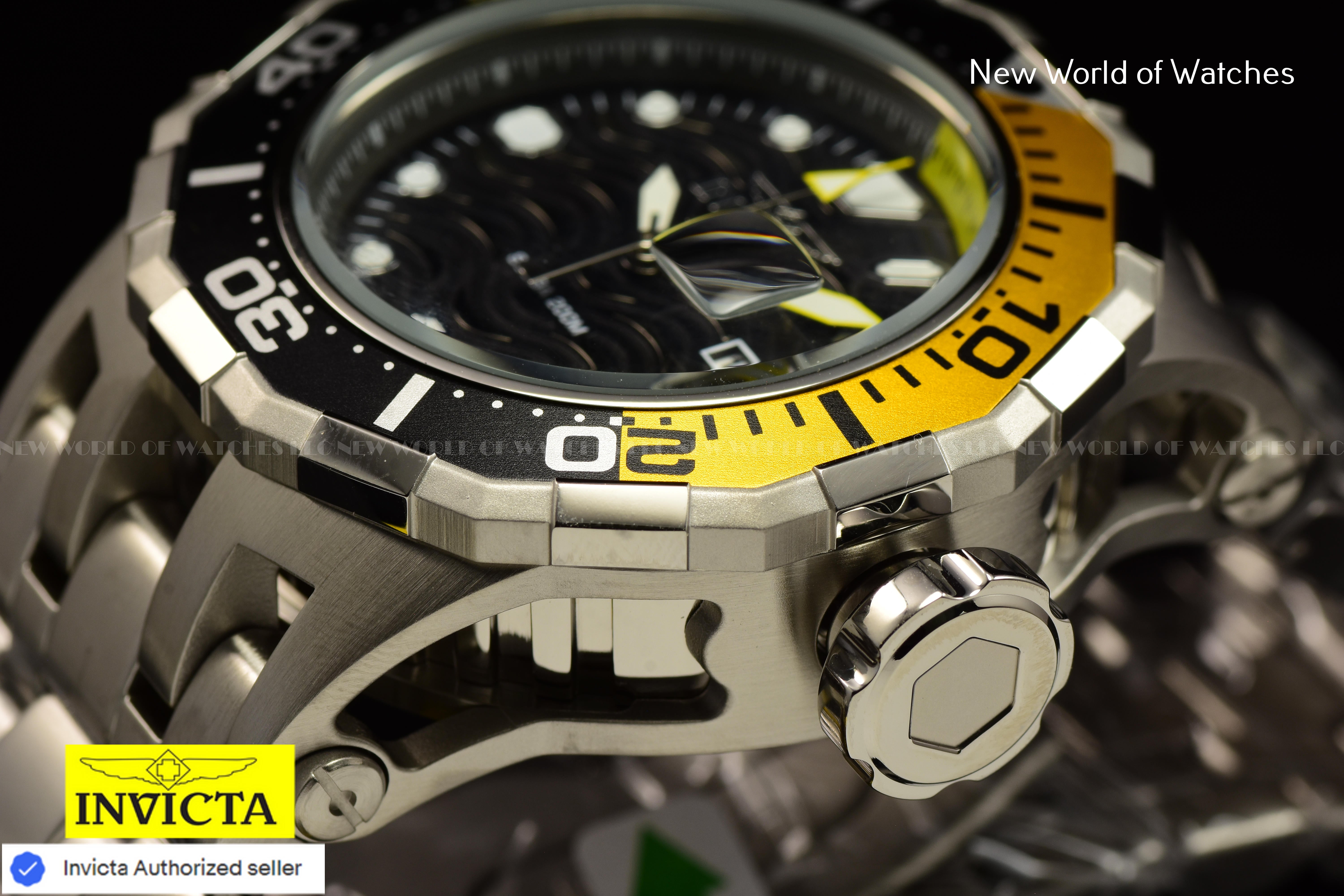NEW Invicta Men's PRO DIVER 52mm YELLOW/BLACK Dial Stainless Steel Watch