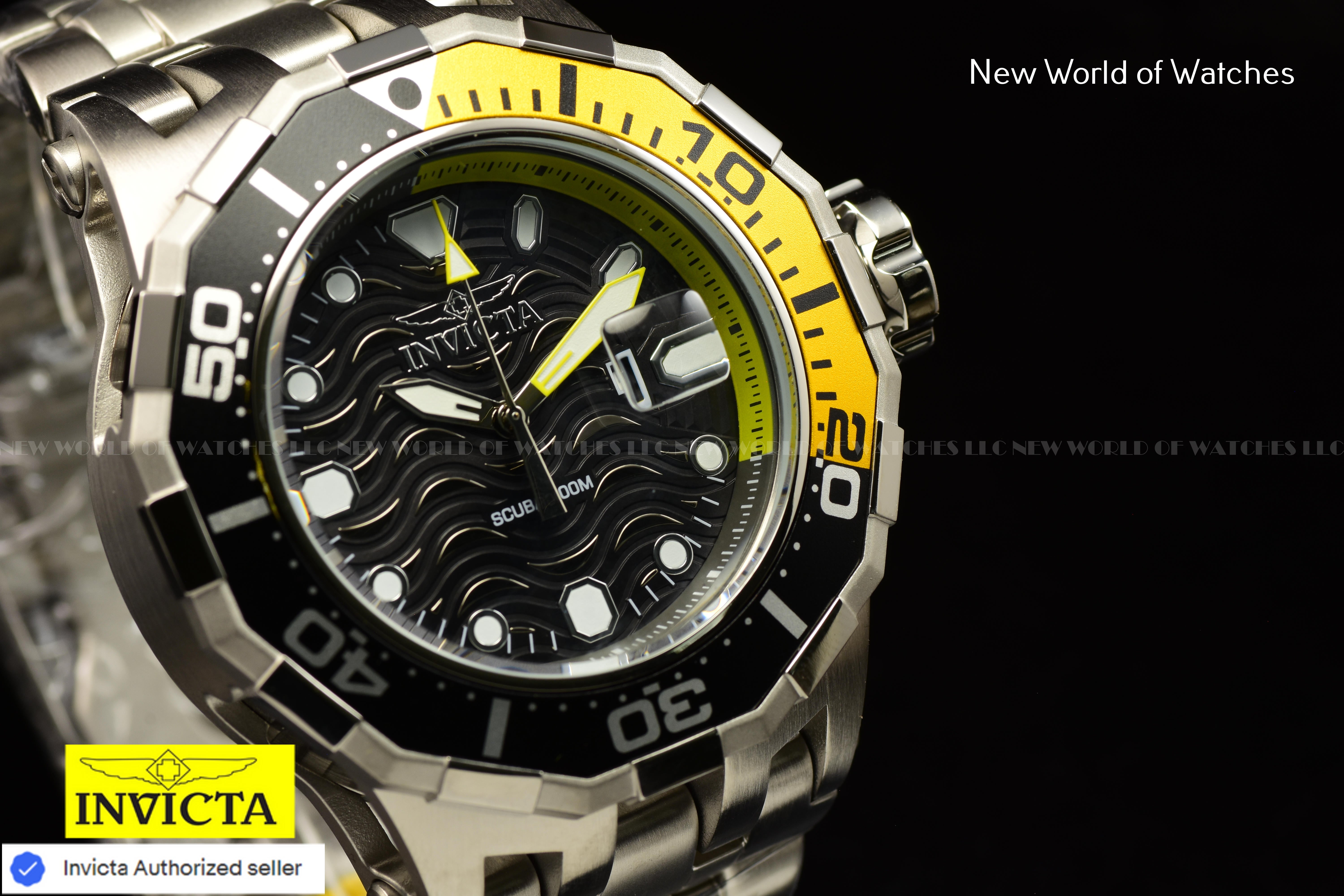 NEW Invicta Men's PRO DIVER 52mm YELLOW/BLACK Dial Stainless Steel Watch