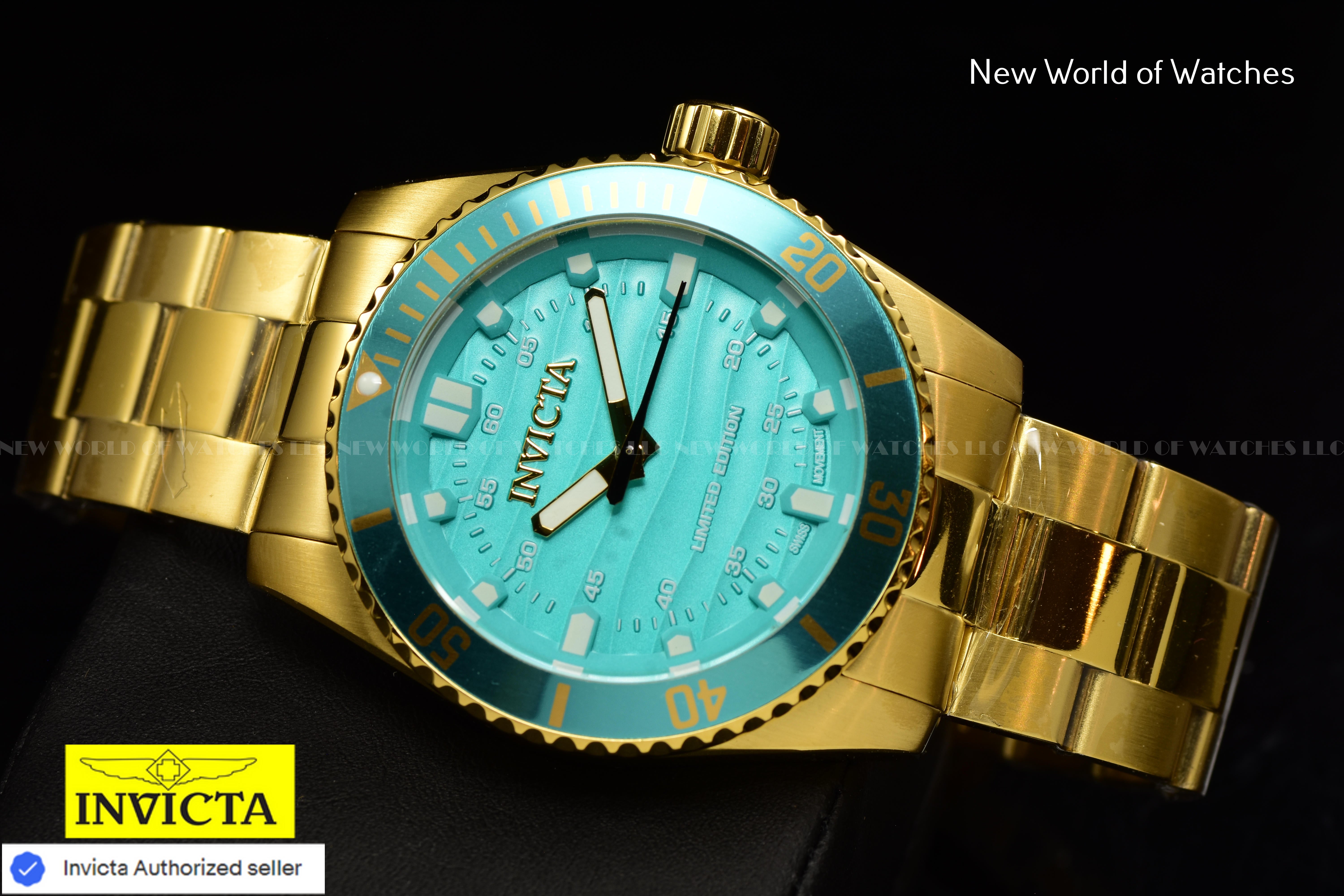 Invicta Men's PRO DIVER 42mm BLUE Dial Ltd Ed Swiss Quartz Gold Watch