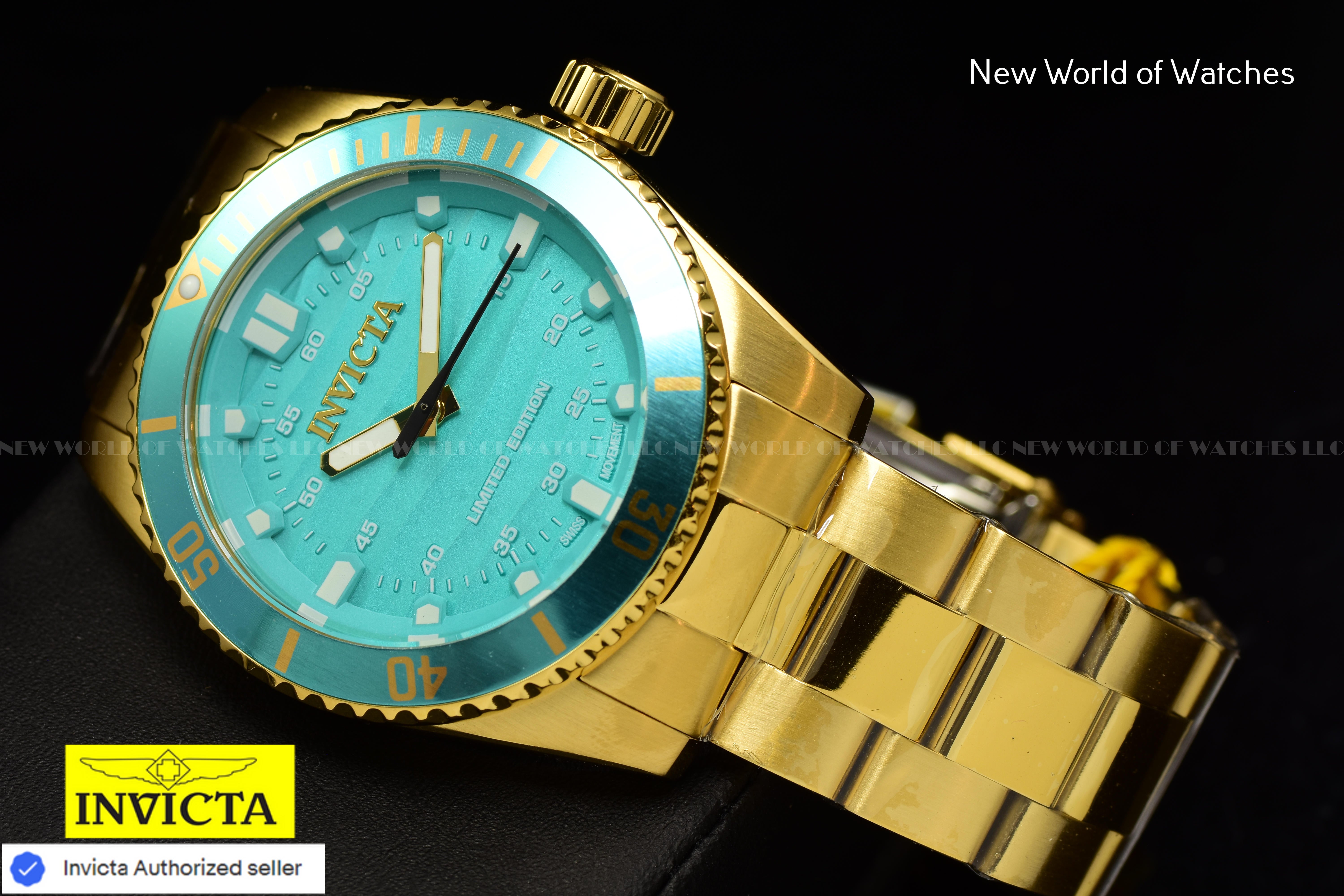Invicta Men's PRO DIVER 42mm BLUE Dial Ltd Ed Swiss Quartz Gold Watch