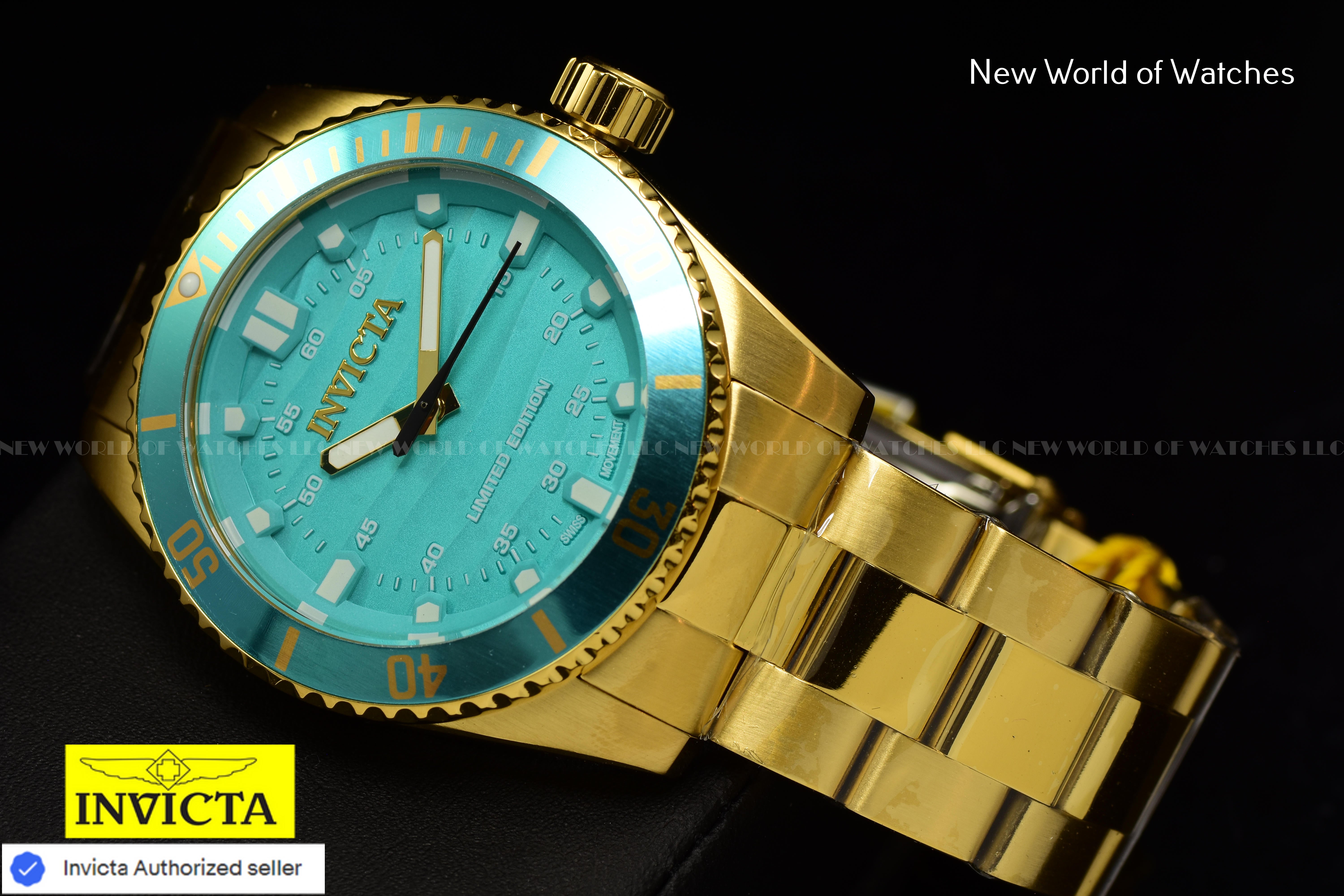 Invicta Men's PRO DIVER 42mm BLUE Dial Ltd Ed Swiss Quartz Gold Watch