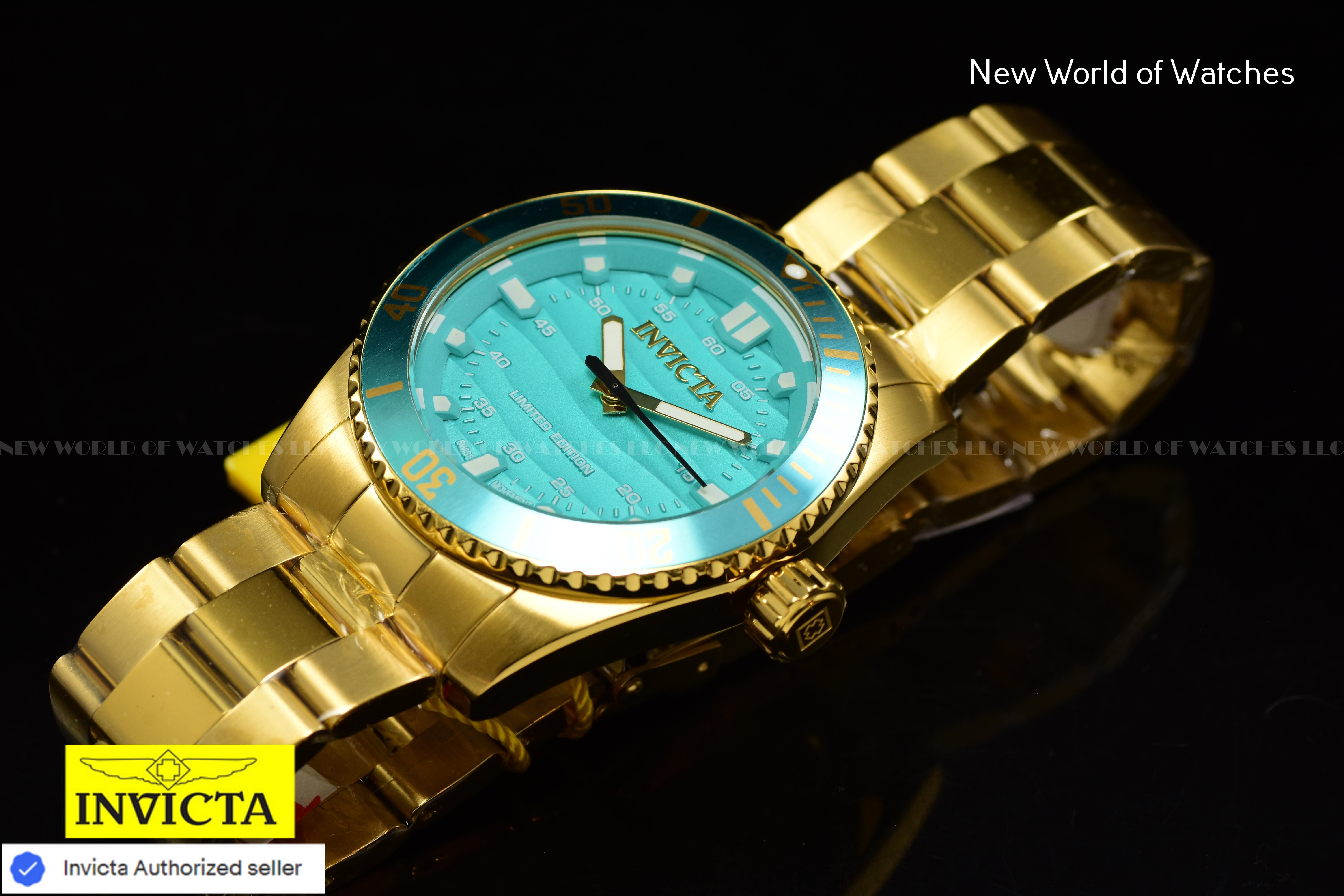 Invicta Men's PRO DIVER 42mm BLUE Dial Ltd Ed Swiss Quartz Gold Watch