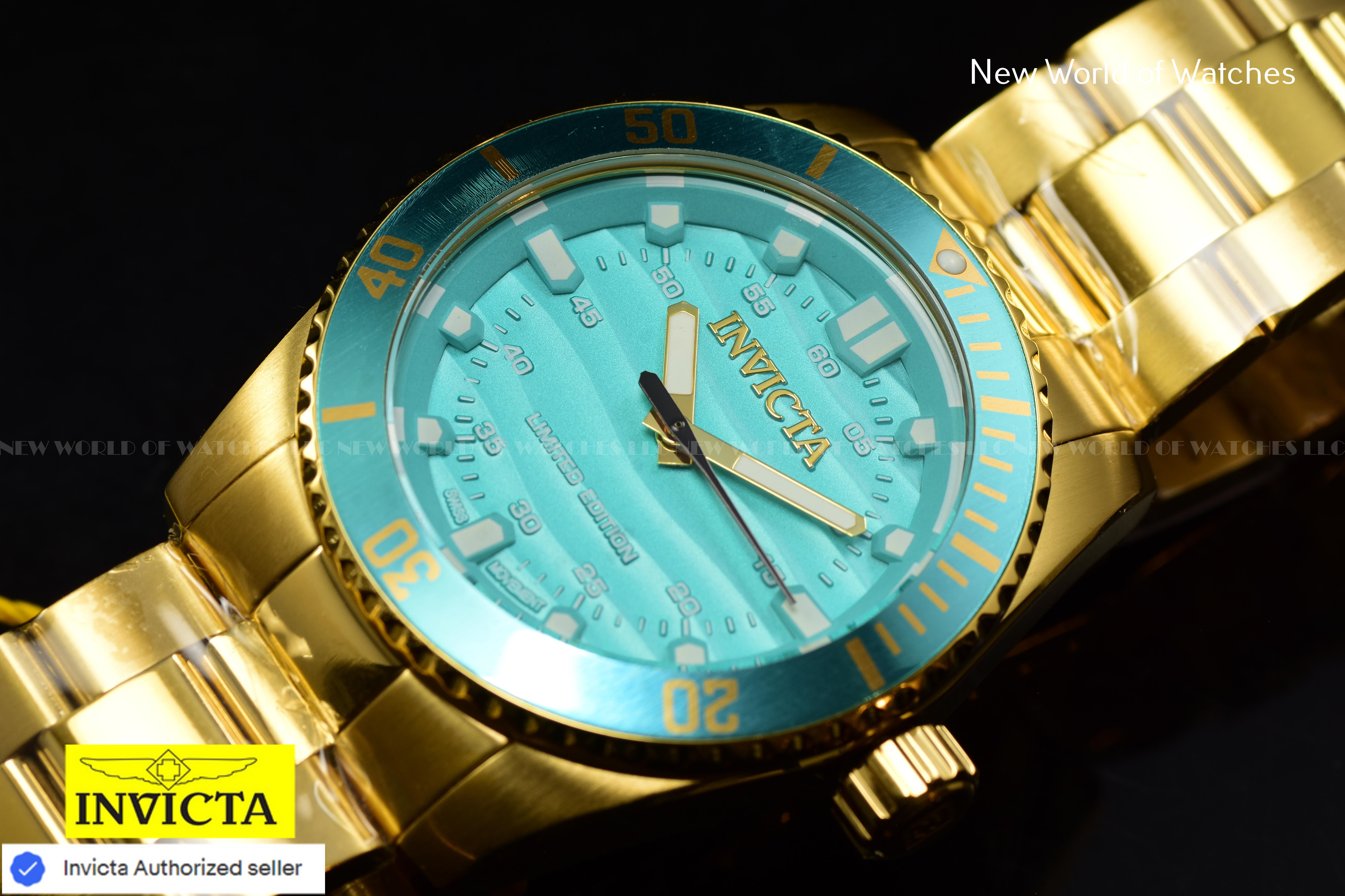 Invicta Men's PRO DIVER 42mm BLUE Dial Ltd Ed Swiss Quartz Gold Watch
