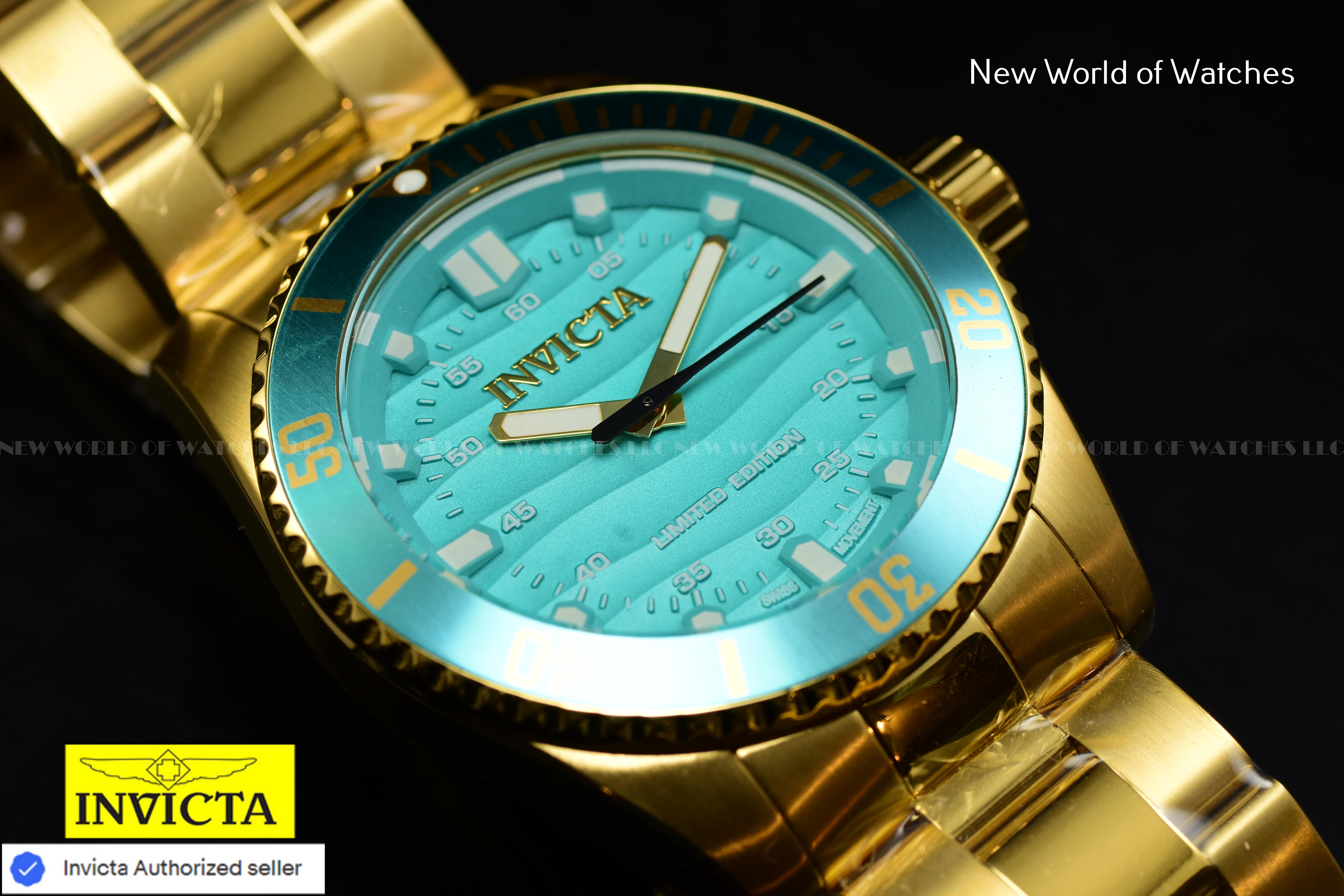 Invicta Men's PRO DIVER 42mm BLUE Dial Ltd Ed Swiss Quartz Gold Watch