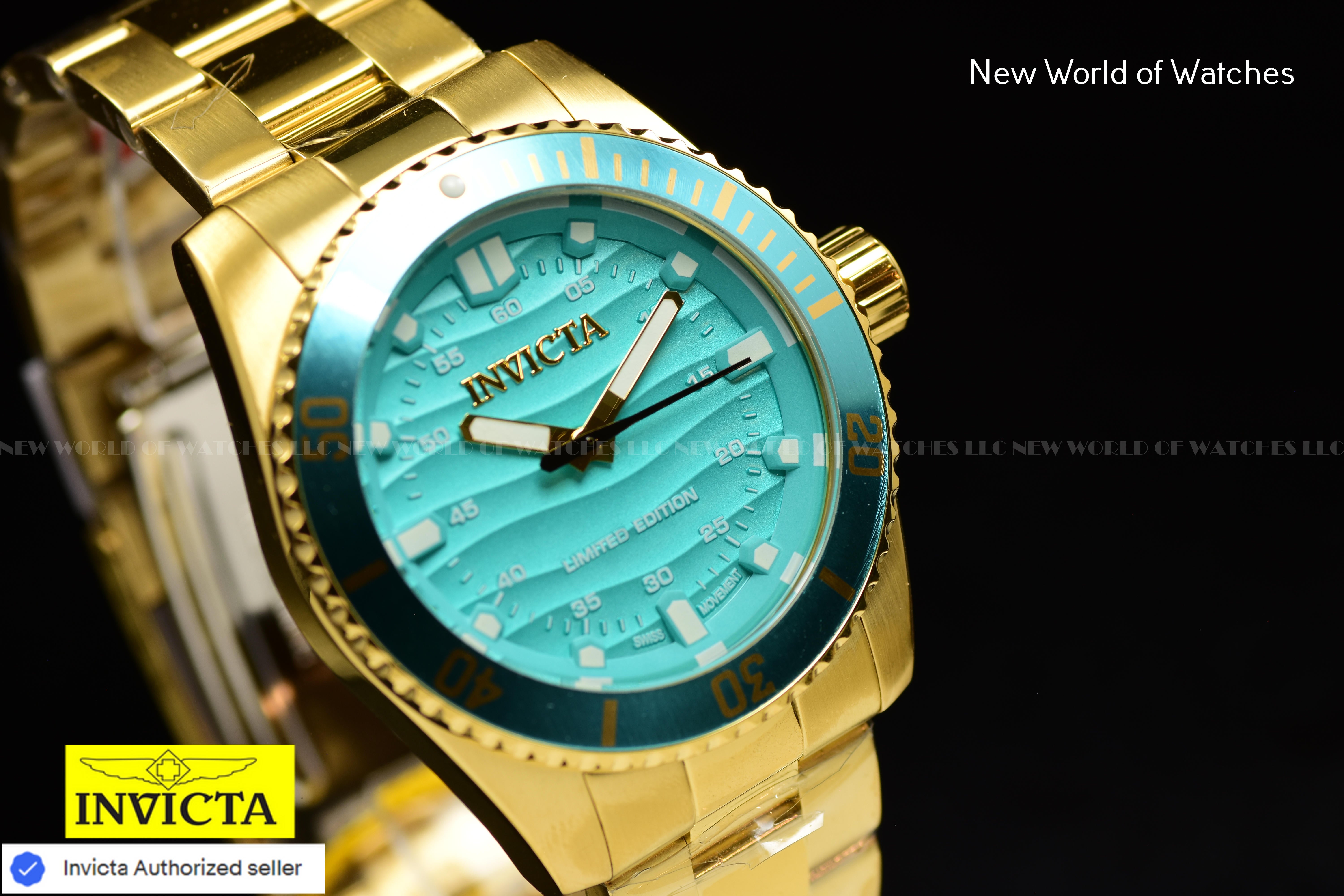 Invicta Men's PRO DIVER 42mm BLUE Dial Ltd Ed Swiss Quartz Gold Watch