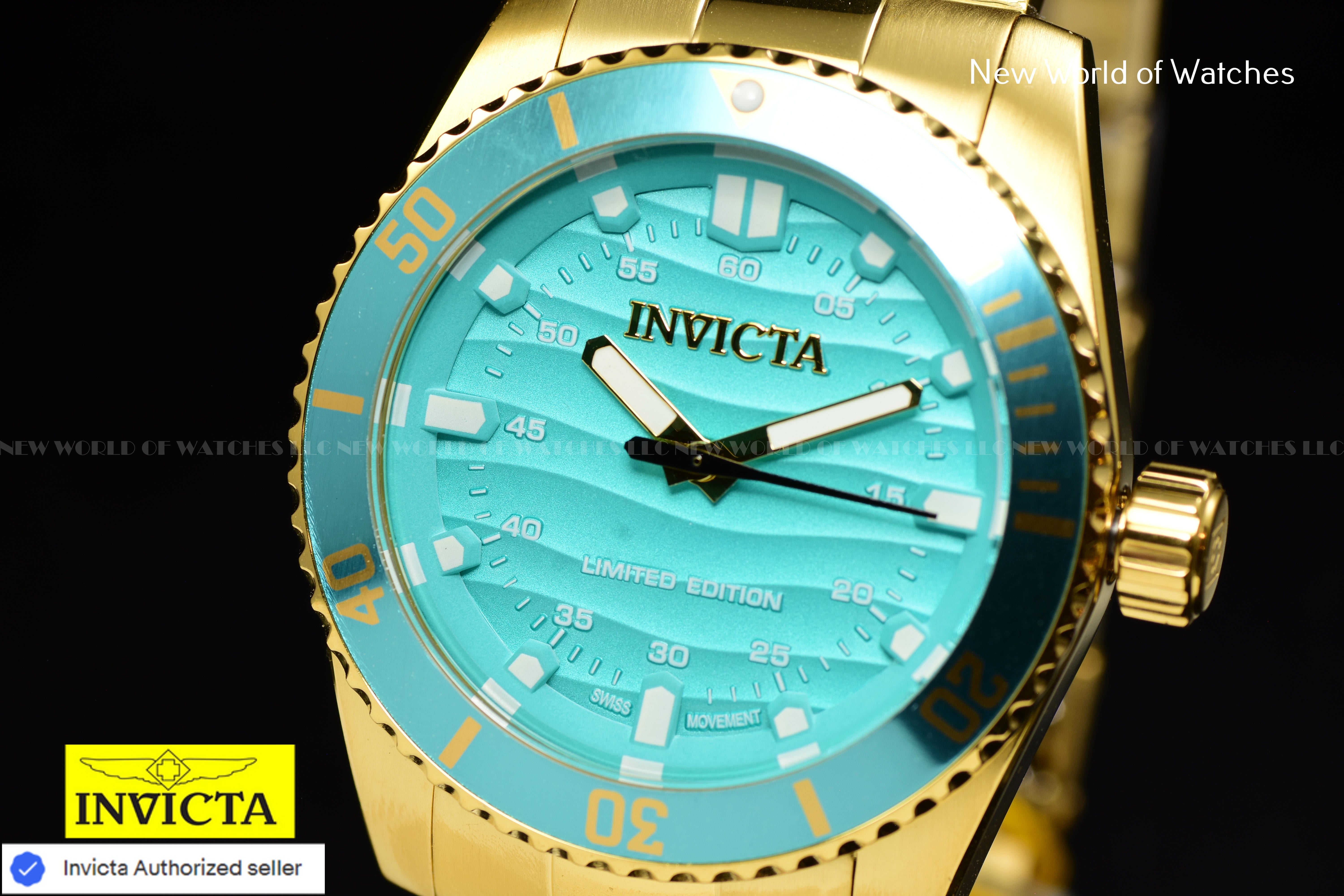 Invicta Men's PRO DIVER 42mm BLUE Dial Ltd Ed Swiss Quartz Gold Watch